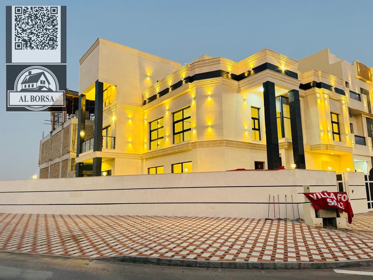 Luxury villa for sale – Al Helio, Ajman | Modern design with multiple floors and a spacious rooftop