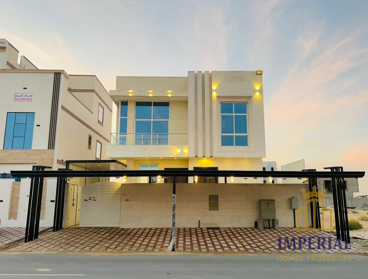 Villa for rent in Al Bahia area. Fully furnished. Parking space in front of the villa. Includes a complete outdoor canopy