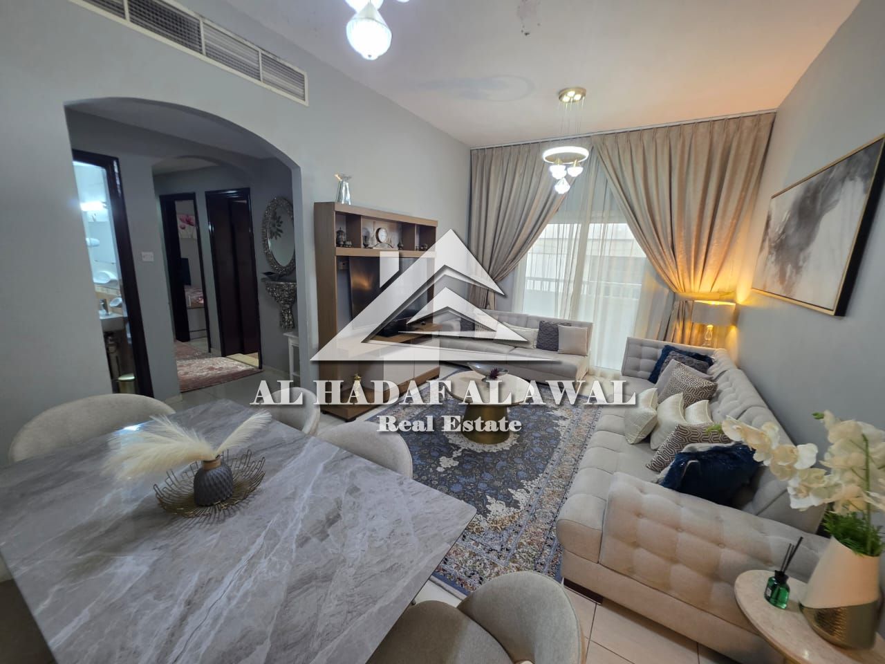For monthly rent: two bedroom and a hall in Al khan with free internet
