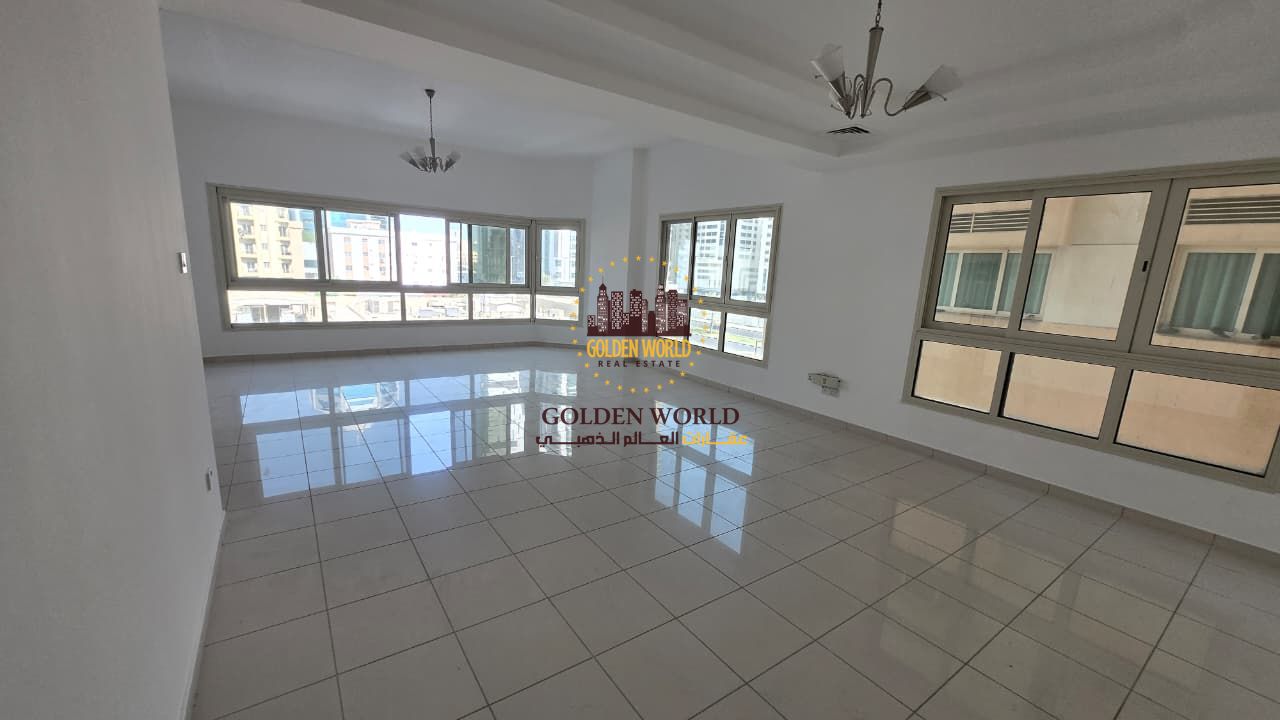 Apartment for rent in Al Majaz 1, two bedrooms and a spacious living room, 3 bathrooms, built-in storage, free AC, maid’s master room, laundry room, e