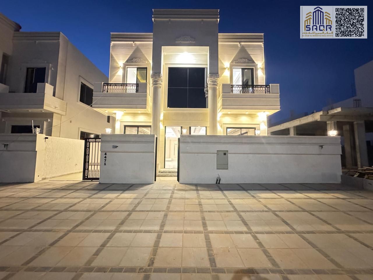 Villa for rent in Al Helio 2, Ajman. 5 master bedrooms, living room, majlis, maid's room, and storage.