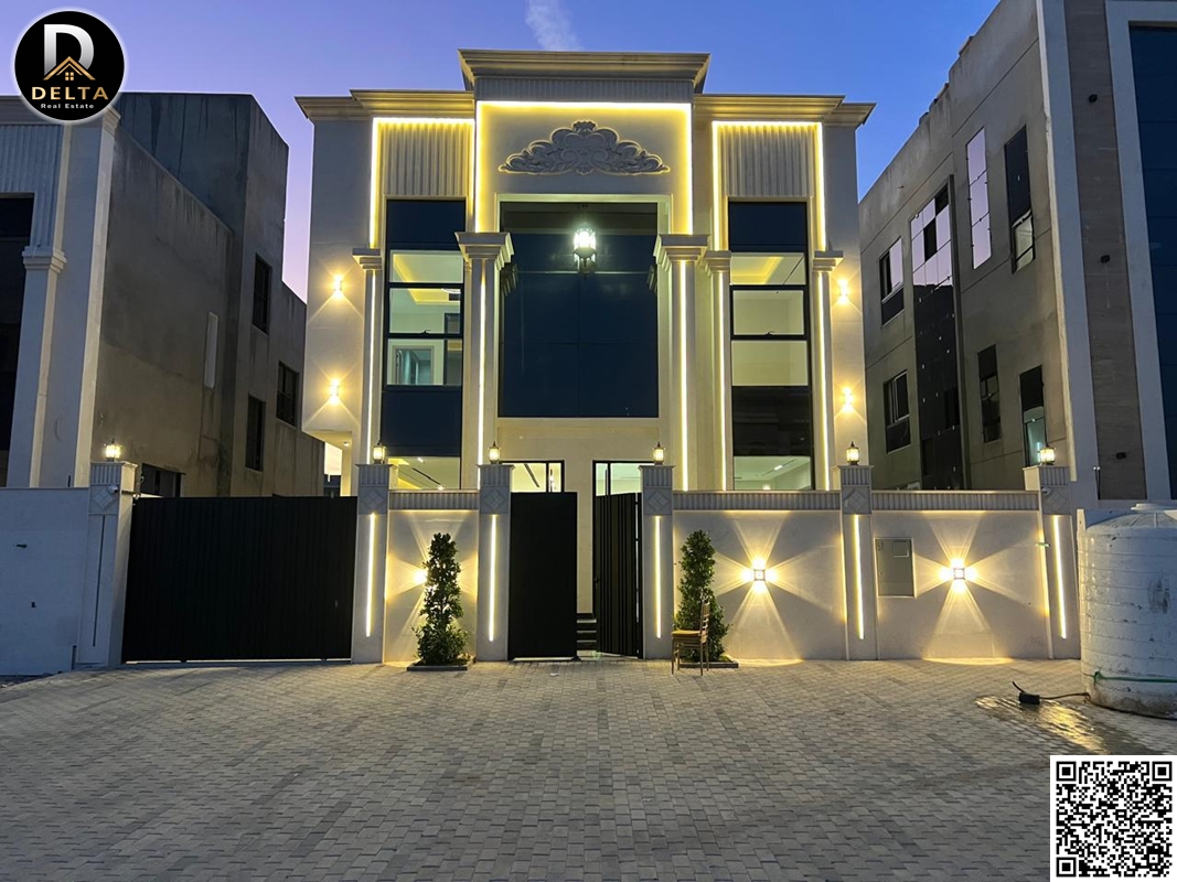 Classic villa for sale in Al Helio 2 area – Ajman. Excellent location. Two floors and a roof. Registration fees included. Land area: 3014 sq ft