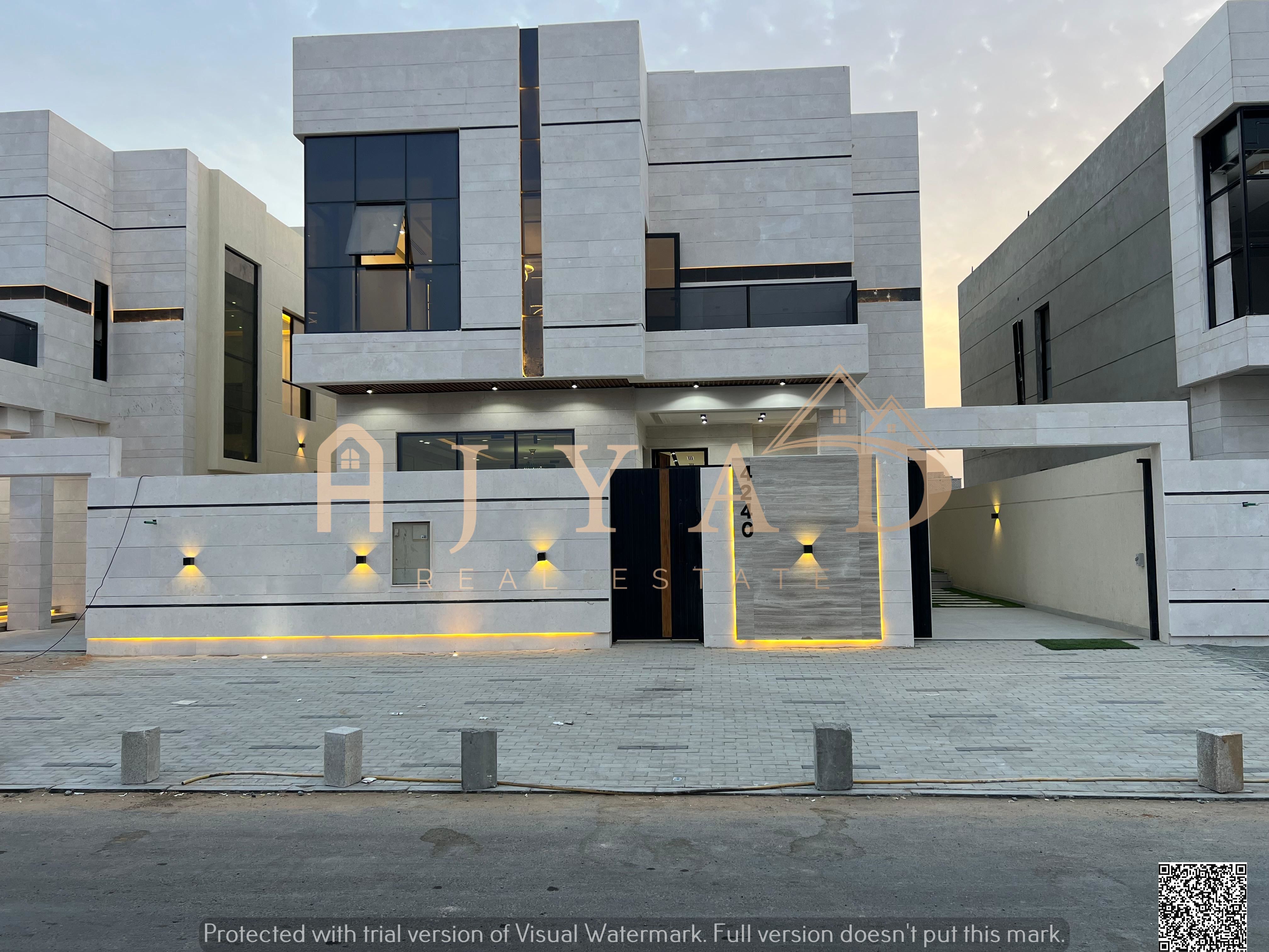 Brand new two-story villa with a super deluxe finish in Al Helio 2, Ajman, including registration and ownership fees, plus a swimming pool