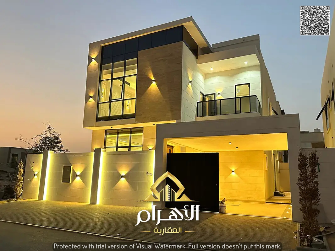 Luxury villa for sale in Al Yasmin, 5 master bedrooms, registration fees included. Freehold ownership for all nationalities.