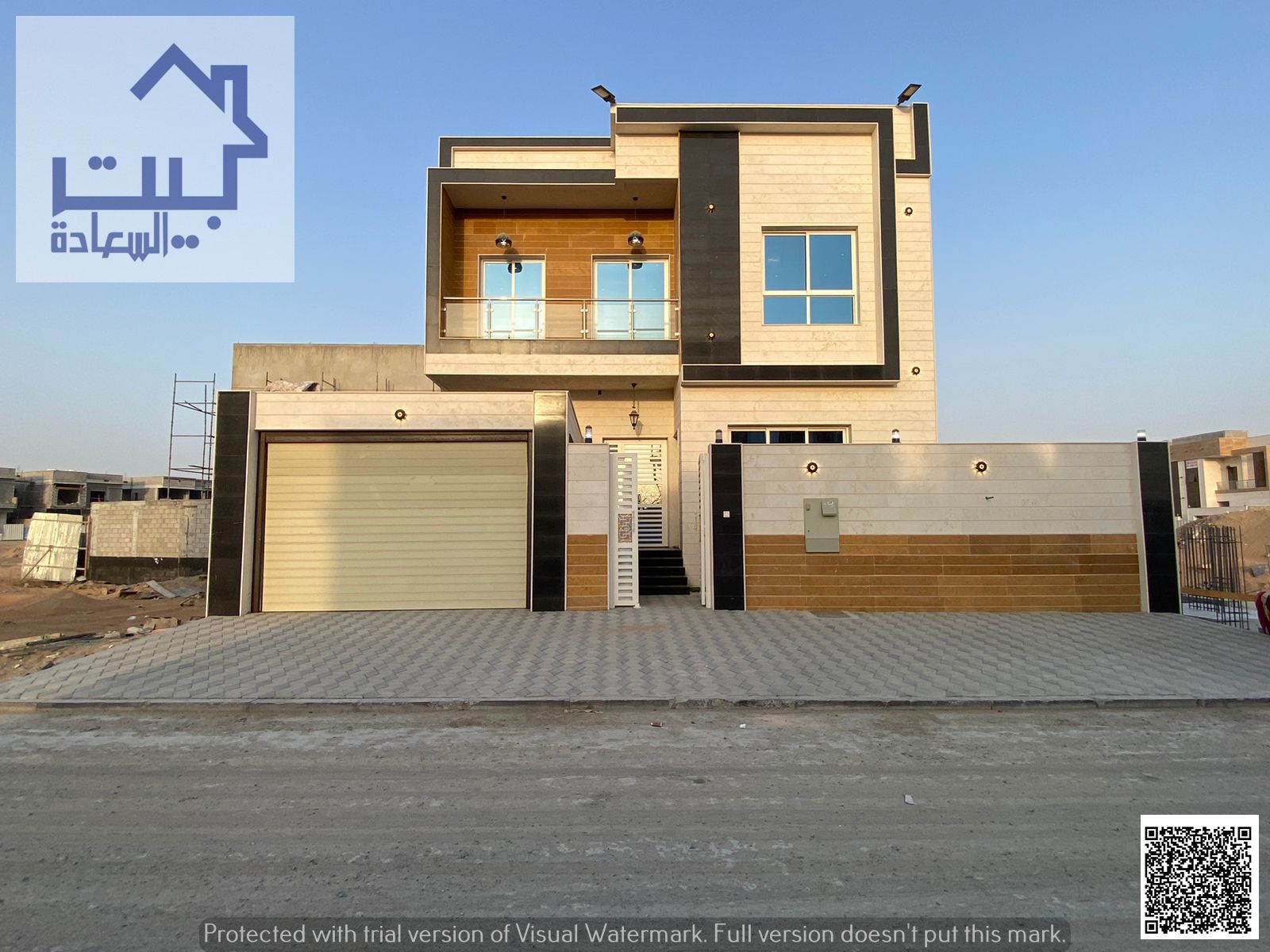 Modern villa for rent in Al Yasmeen, Ajman. Two floors, 6 master bedrooms, private courtyard, near Sheikh Mohammed Bin Zayed Rd.