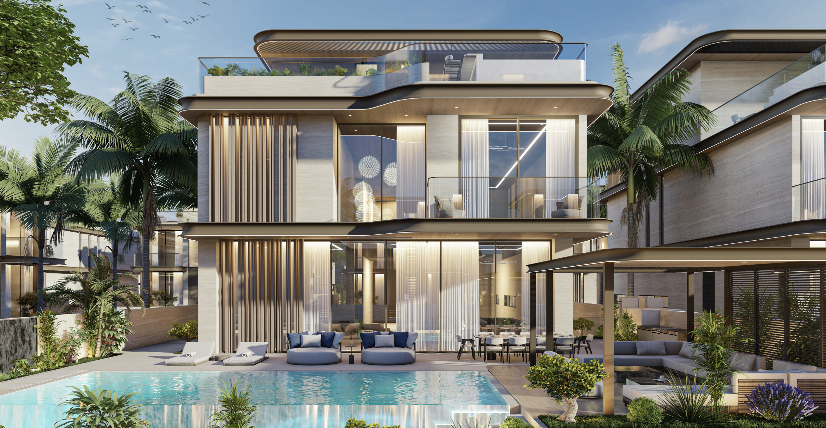 Luxury villa / private pool, rooftop jacuzzi, basement parking, gym, cinema room, guest room, private garden.