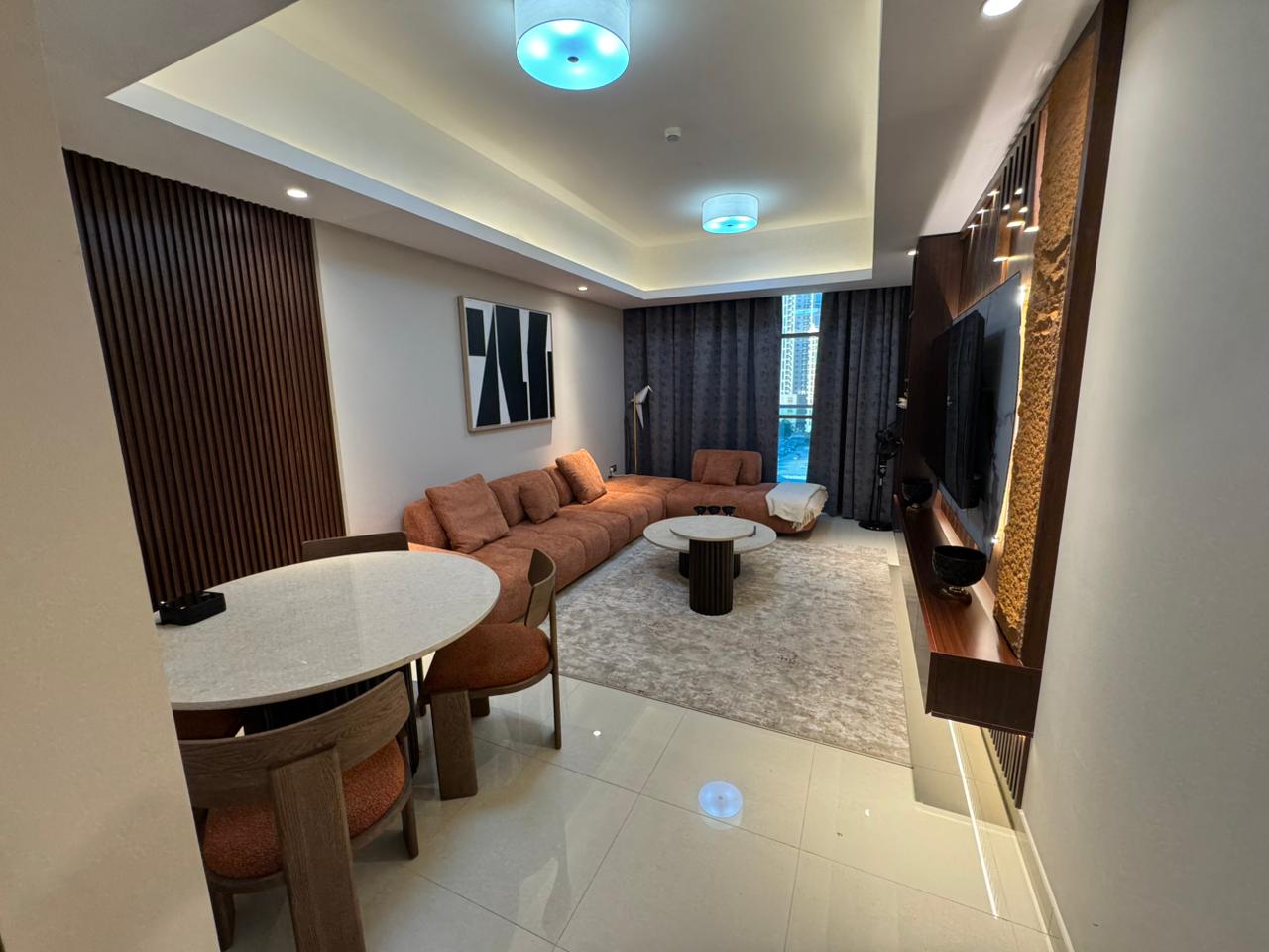 Furnished 1BR for monthly rent in Gulfa Towers, all bills included, free pool and gym, prime location.