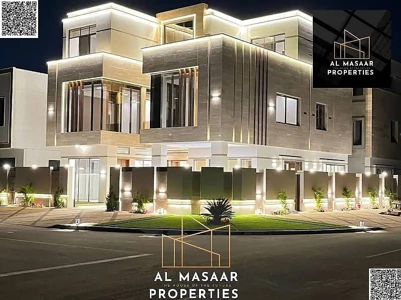 A modern 7-bedroom palace in Al Yasmin – complete luxury with royal specifications, corner lot on two streets | private pool | internal elevator | reg