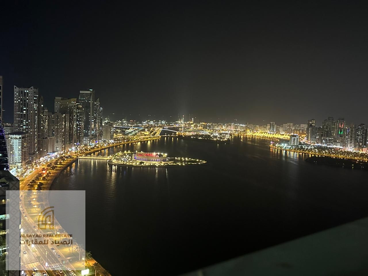 Here is a clear and professional English translation of the full text: **A two-bedroom apartment with a direct sea view in Al Majaz 3, 38th floor, fe