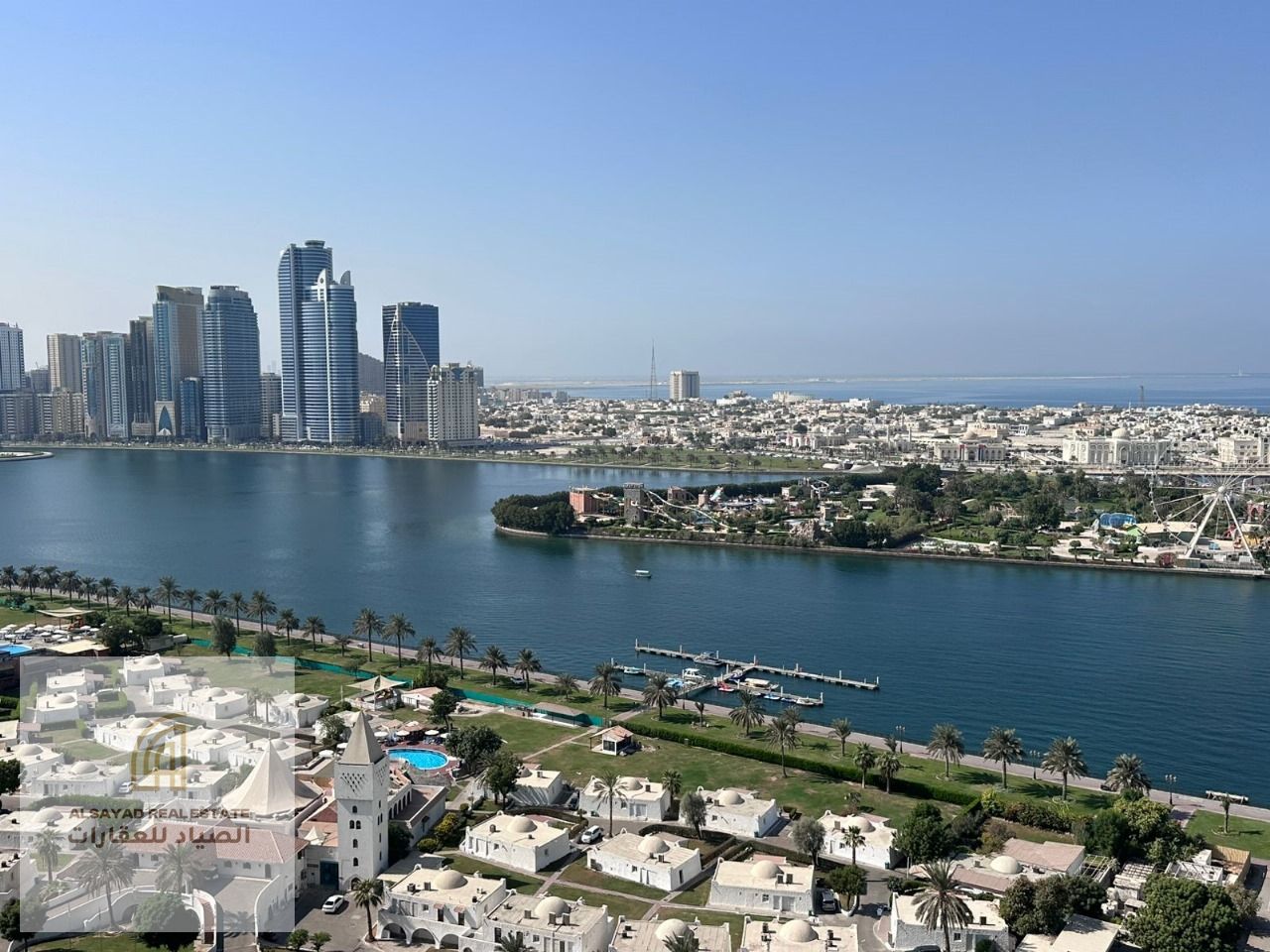 A luxurious and spacious duplex in Al Forasah Tower – Stunning view of Khalid Lake | 4 master bedrooms + majlis, l