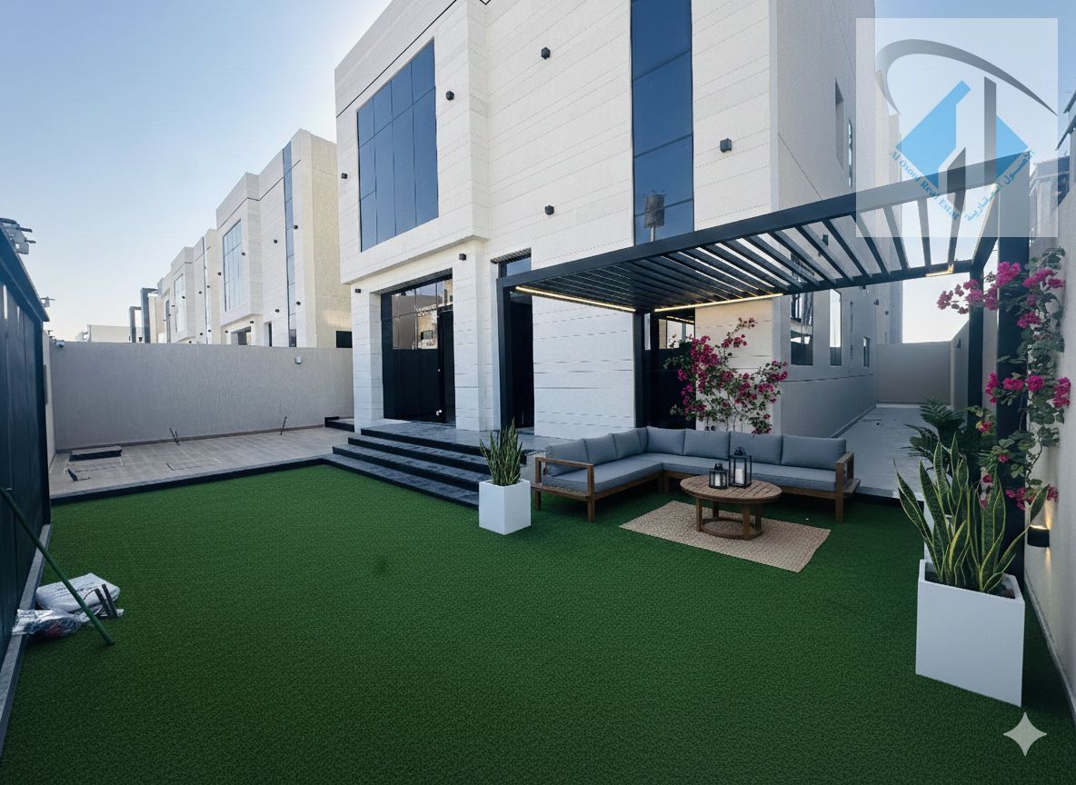 Villa for sale with a large yard and roof terrace, with the possibility of bank financing for 25 years with no down payment.