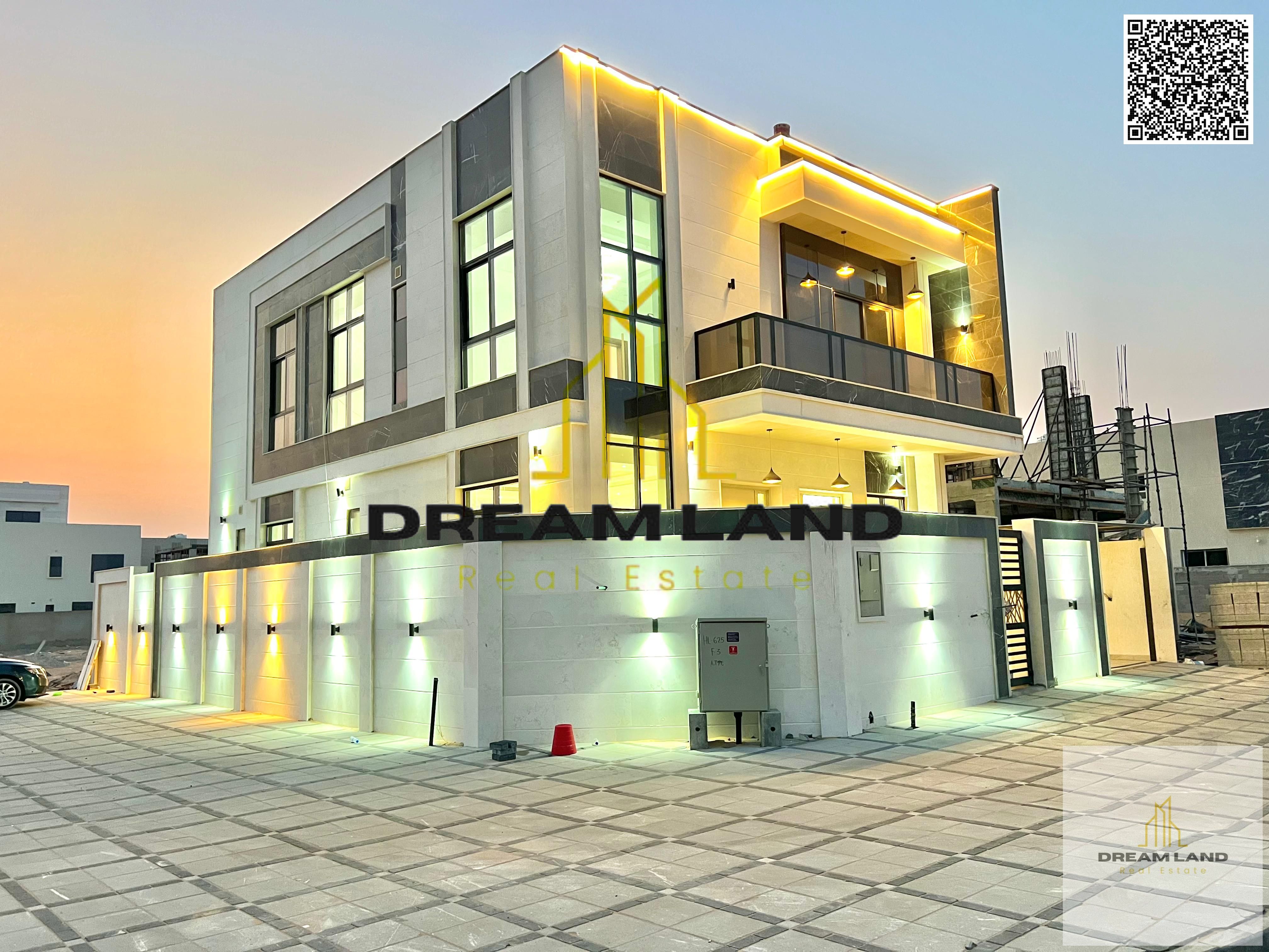 Luxury villa in Al Helio 2, Ajman, ready for immediate occupancy with high-end finishes and spacious living areas. Freehold ownership for all national