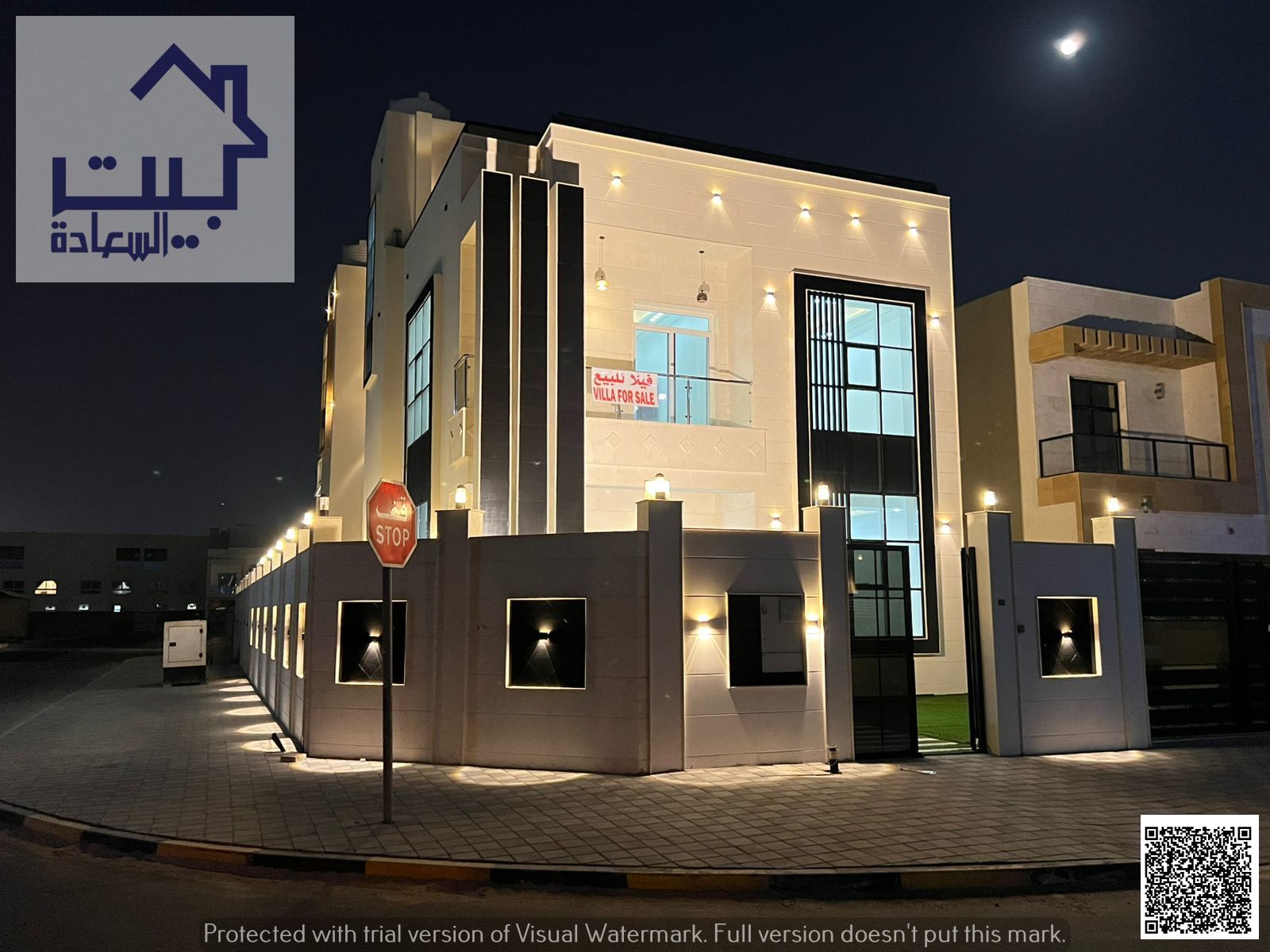 ** 150 :** For sale: Corner villa on two streets in upscale Al Zahya, two floors plus roof, spacious layout, freehold