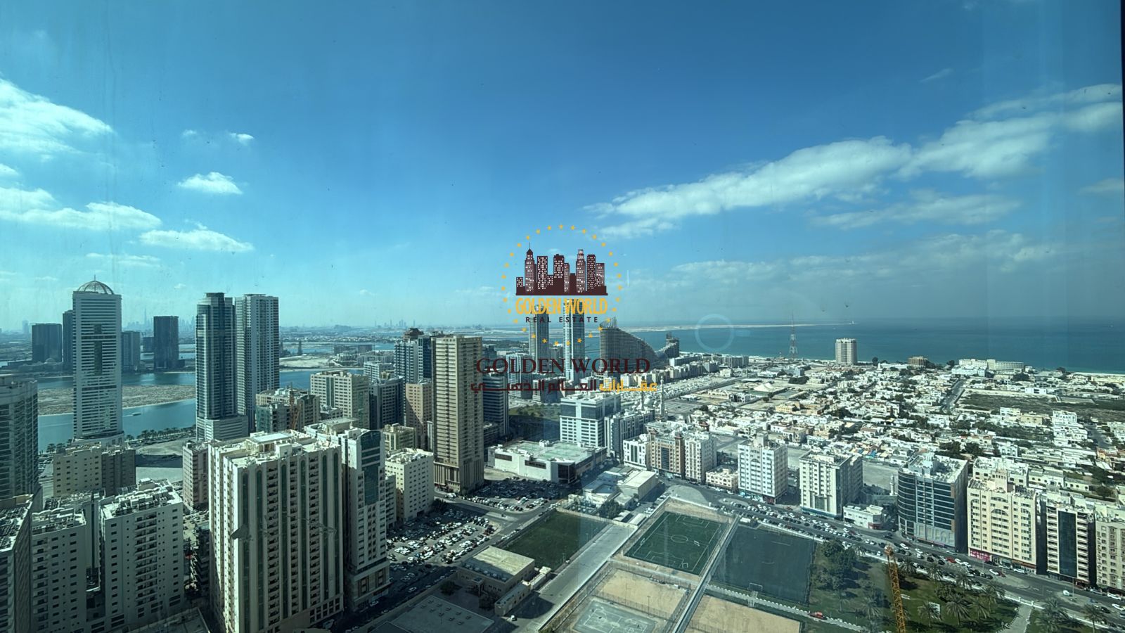Luxury sea-view apartment for sale in Al Majaz 3.3BR + maid’s room, chiller free, high floor, premium amenities. Price AED 1,450,000.