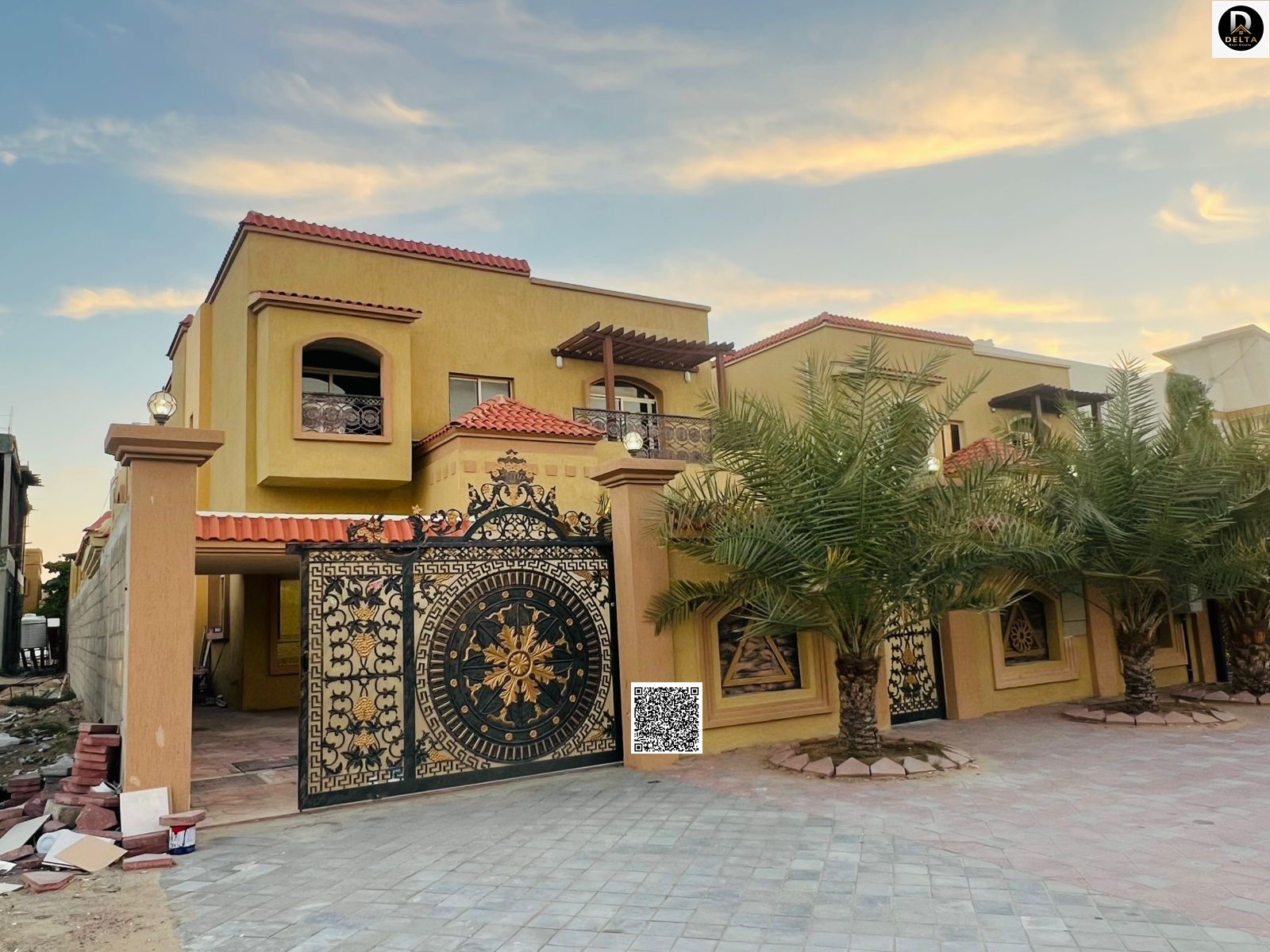 Modern villa for sale in Al Muwaihat 1, Ajman. Excellent location. Includes electricity and water. Two floors. Land area: 5000 sq ft.