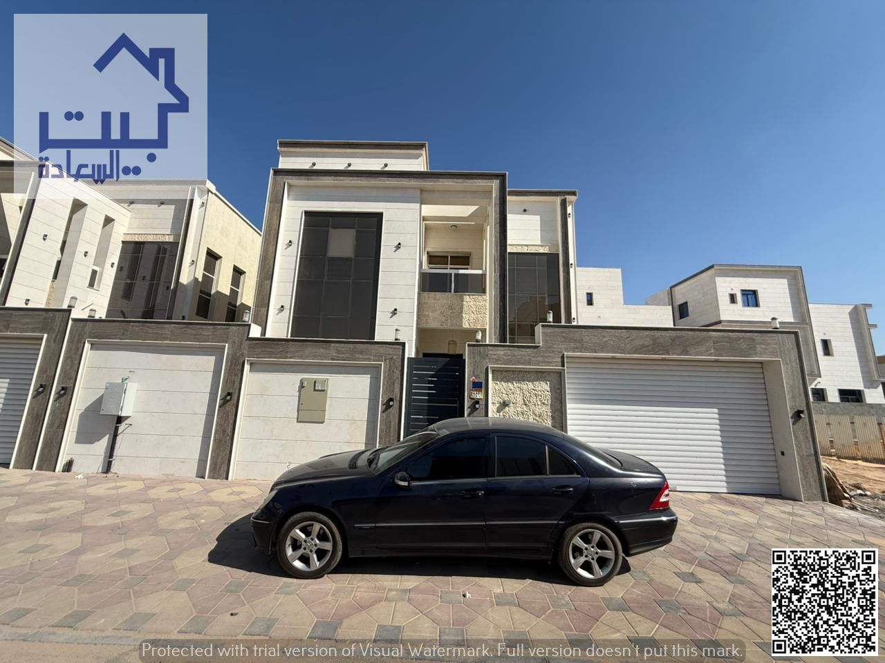 Villa for rent in Al Yasmin, first occupancy, consisting of 5 master bedrooms + 7 bathrooms, living room, majlis, and swimming pool. 110 (two installm
