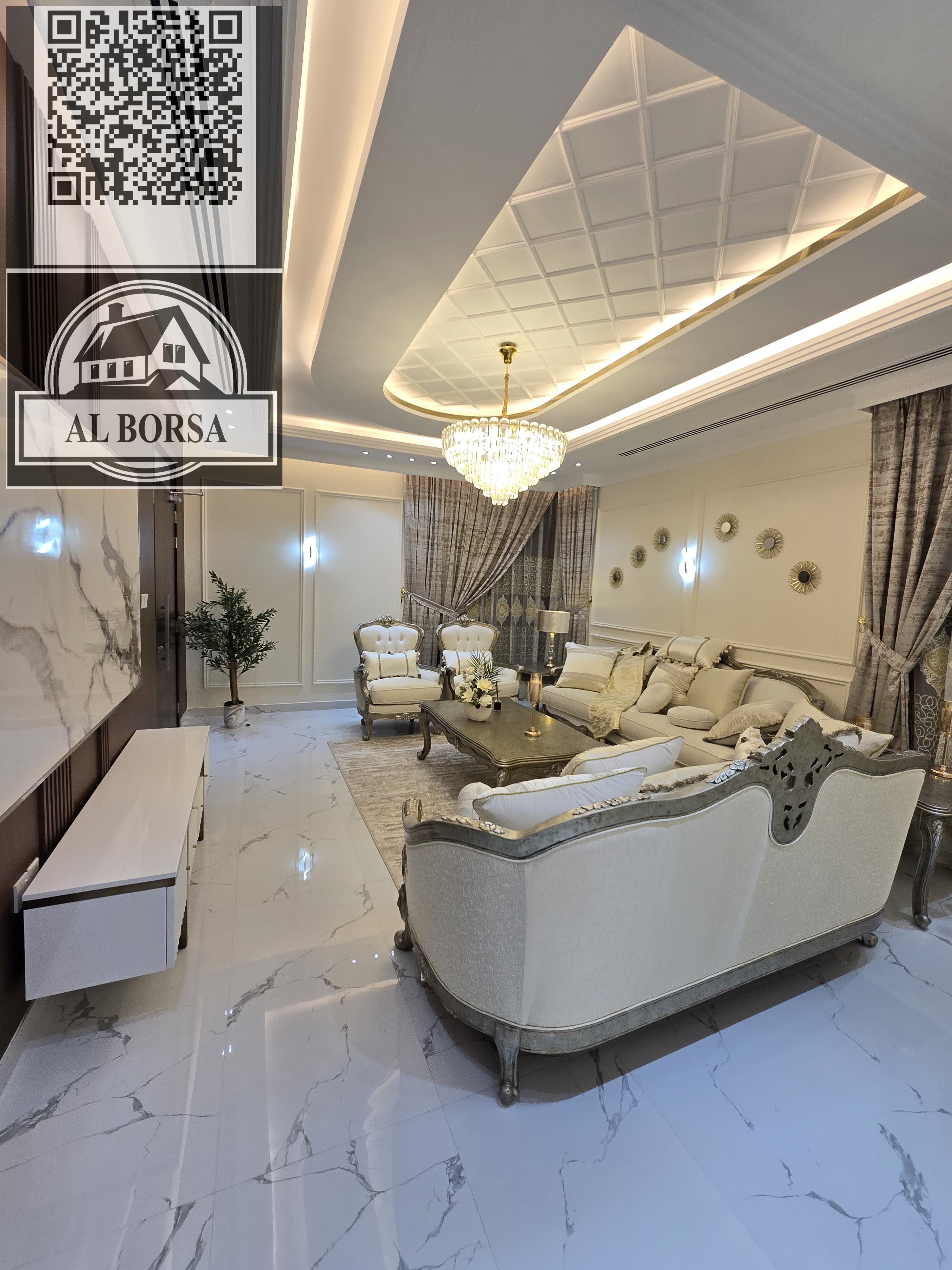 Villa for rent – Al Zahia | 5 master bedrooms + majlis + living room + maid's room + roof terrace | Furnished | AED 150,000 per year