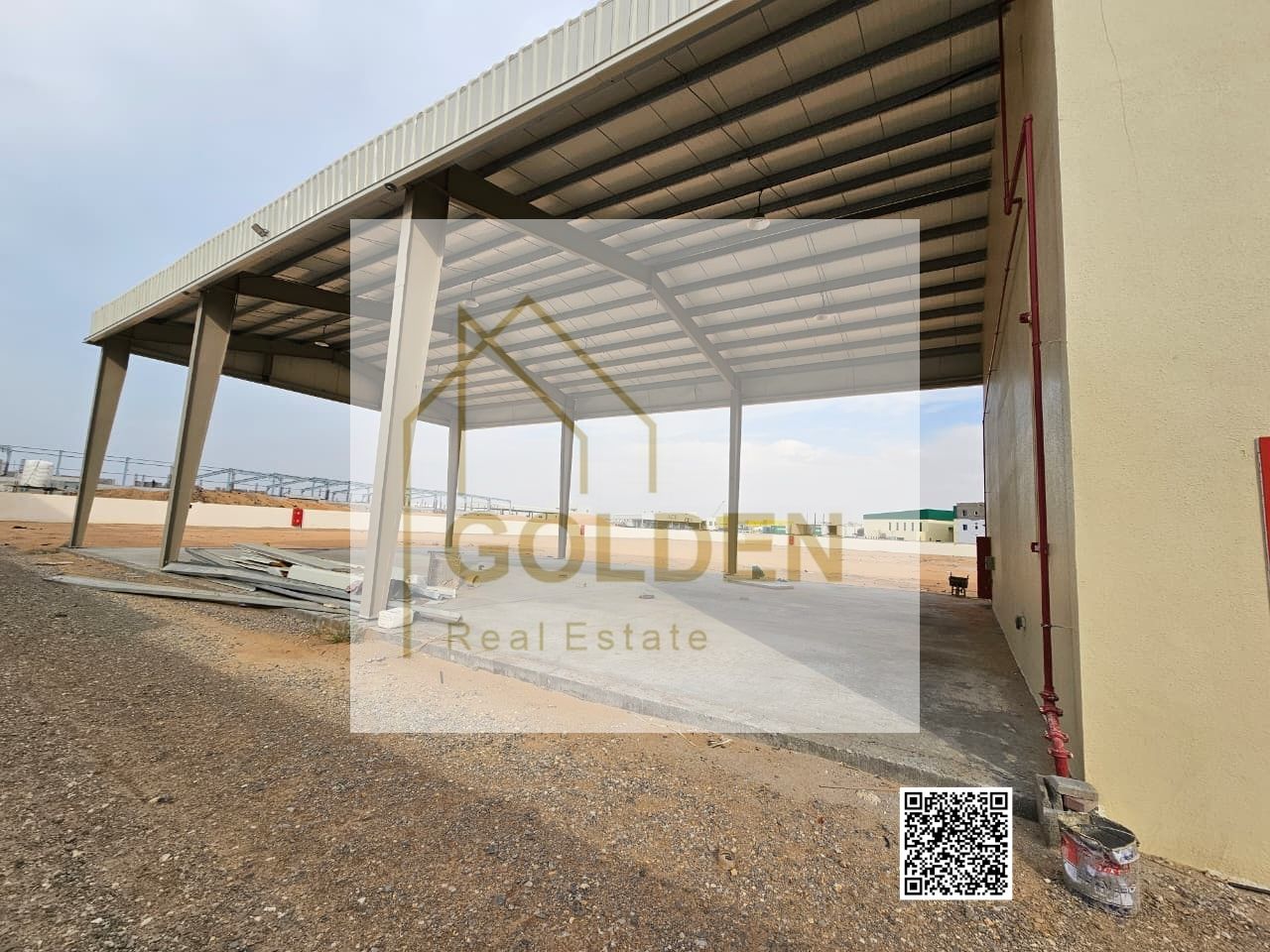 100 kW power | Industrial yard with closed and open warehouses for annual rent in Umm Al Quwain