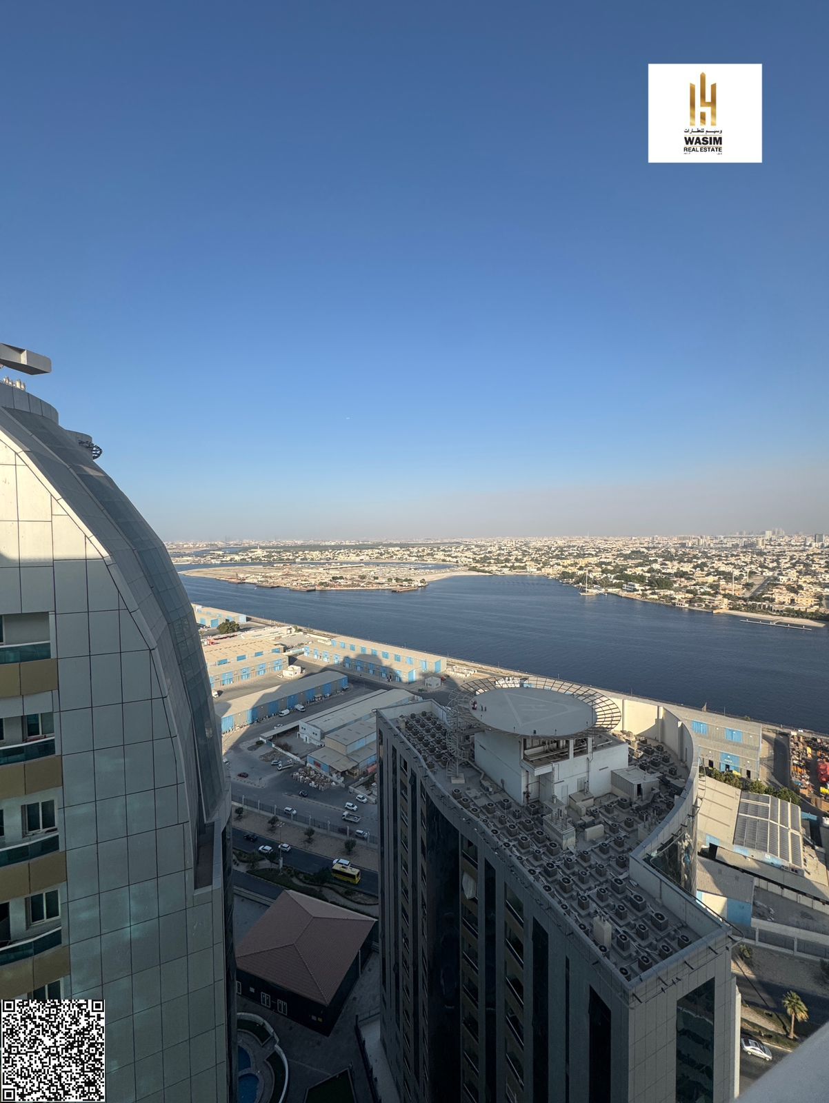 One bedroom and living room for sale in installments in Orient Towers, open view of the creek