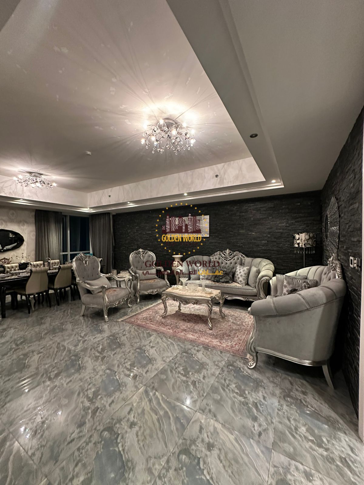 Apartment for sale in Al Majaz 3, Sharjah. 3-bedroom with living room, sea view, area 2,479 sq ft, 38th floor, maid’s room, parking space. Price AED
