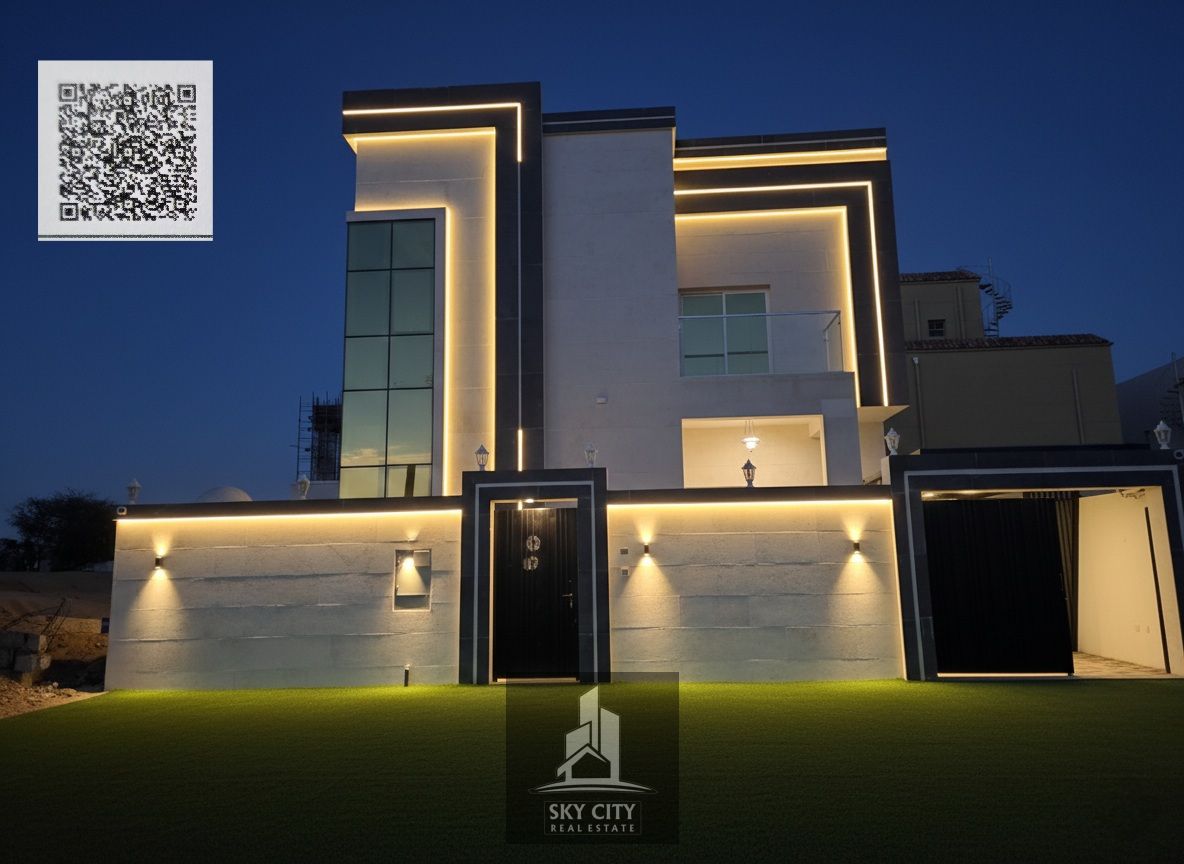 Al Zahia, behind Emirates Towers on Sheikh Mohammed Bin Zayed Road. 5 master bedrooms, majlis, 2 living rooms, maid's room, large setback in front of the villa, main street, freehold ownership for all nationalities, bank facilities available.