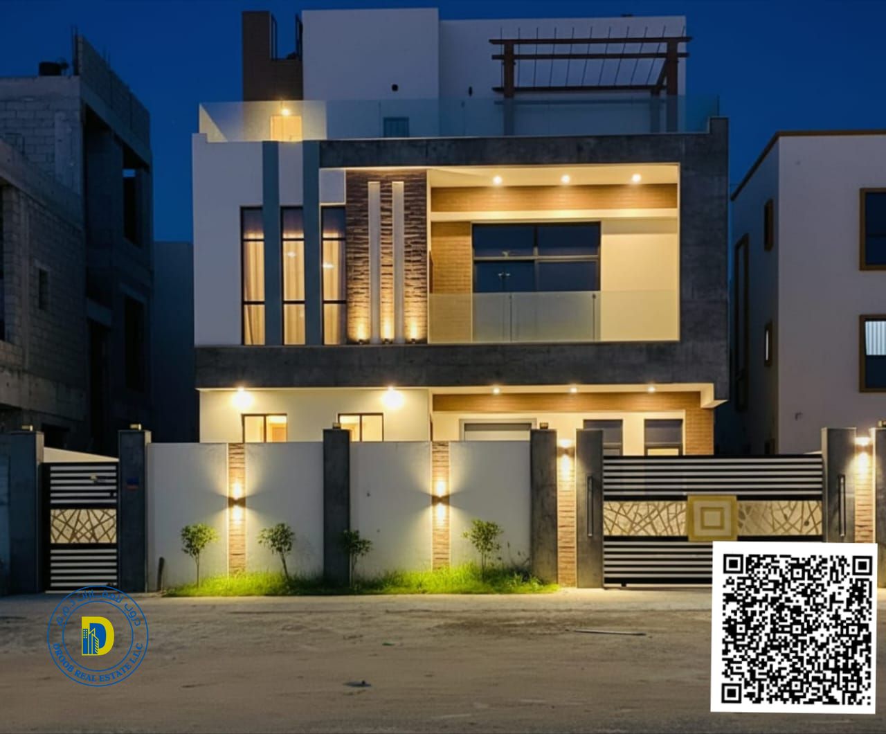 Luxury villa for sale in Al Zahia area, 6 bedrooms, living room, majlis and roof