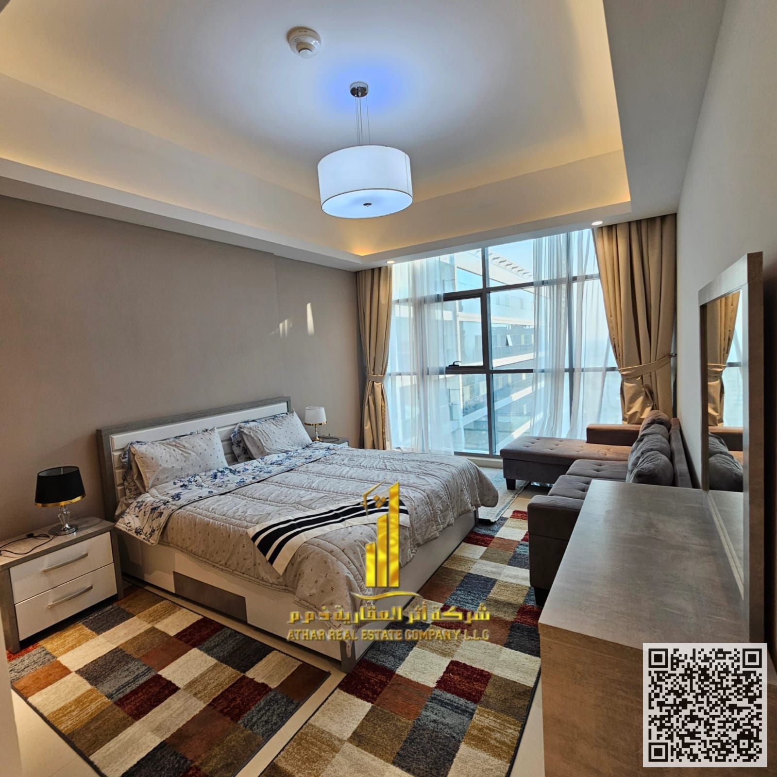 Luxurious one-bedroom apartment with brand new furnishings for monthly rent in Ajman - Al Rashidiya 1 - Gulfa Tower