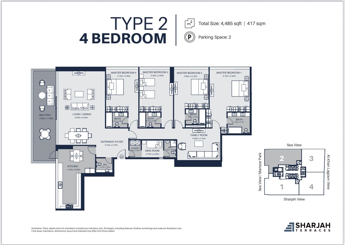 For sale luxury apartment with freehold ownership for all nationalities in Sharjah Terraces