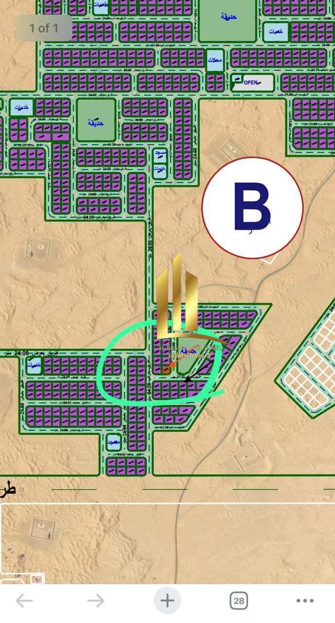 Industrial land for sale in the Sajaa Industrial Area, in a prime corner location on two streets, 24 meters wide. Land area: 10,340 square feet.