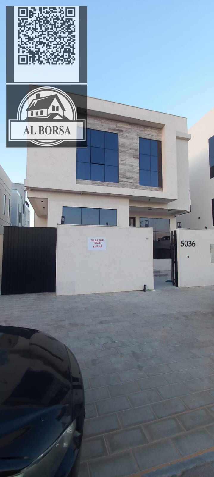 Villa for sale – Al Yasmin | 5 master bedrooms + majlis + living room + maid's room + storage | Land area 3,014 sq ft | Built-up area 3,200 sq f