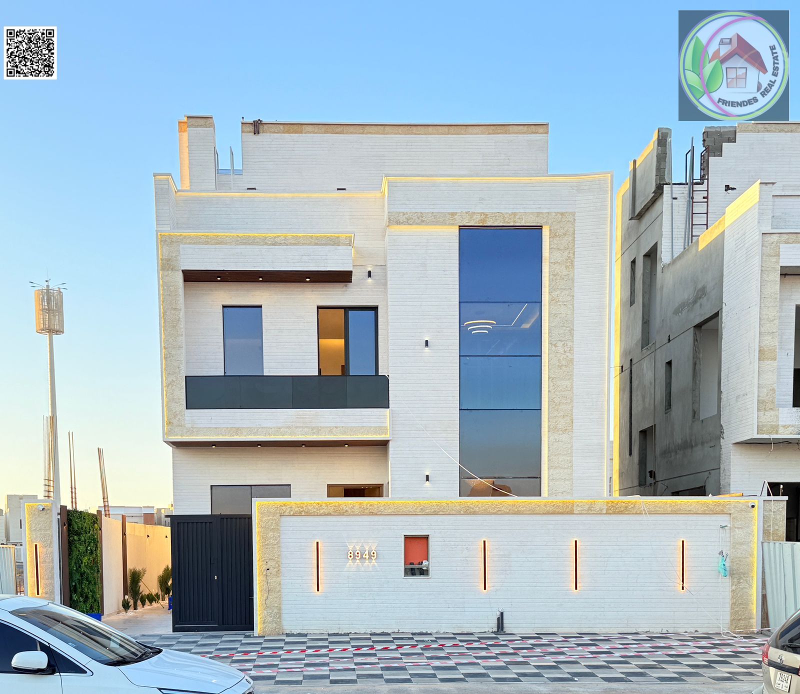 Modern two-story villa with a roof, 5 rooms, attractive price including registration and ownership fees, in Al Zahia area, super deluxe finishing, fre