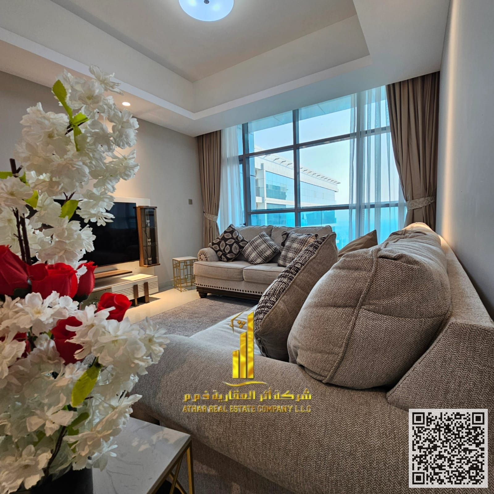 First occupancy, luxurious and elegant fully furnished one-bedroom apartment for monthly rent in Al Rashidiya 1, Gulf Towers, with gym, swimming pool,