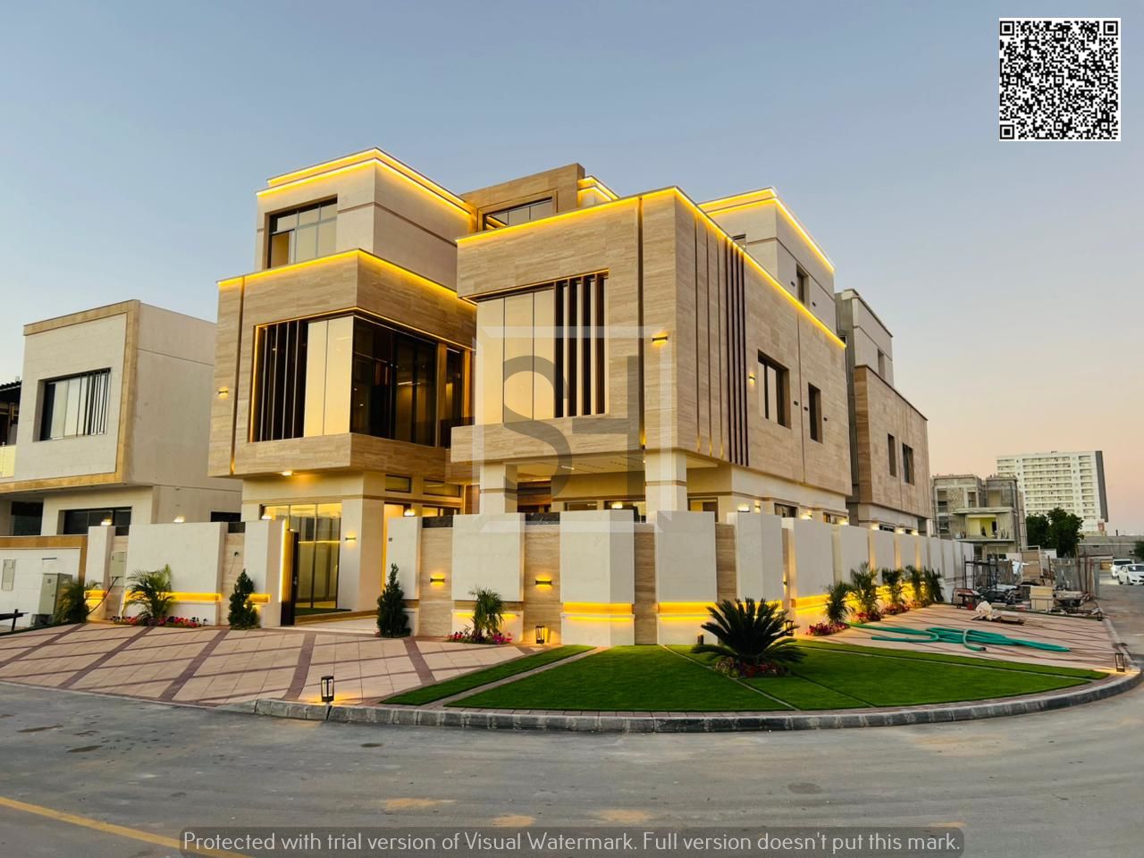 Villa for sale opposite a garden, including registration fees, electricity, water and air conditioning.