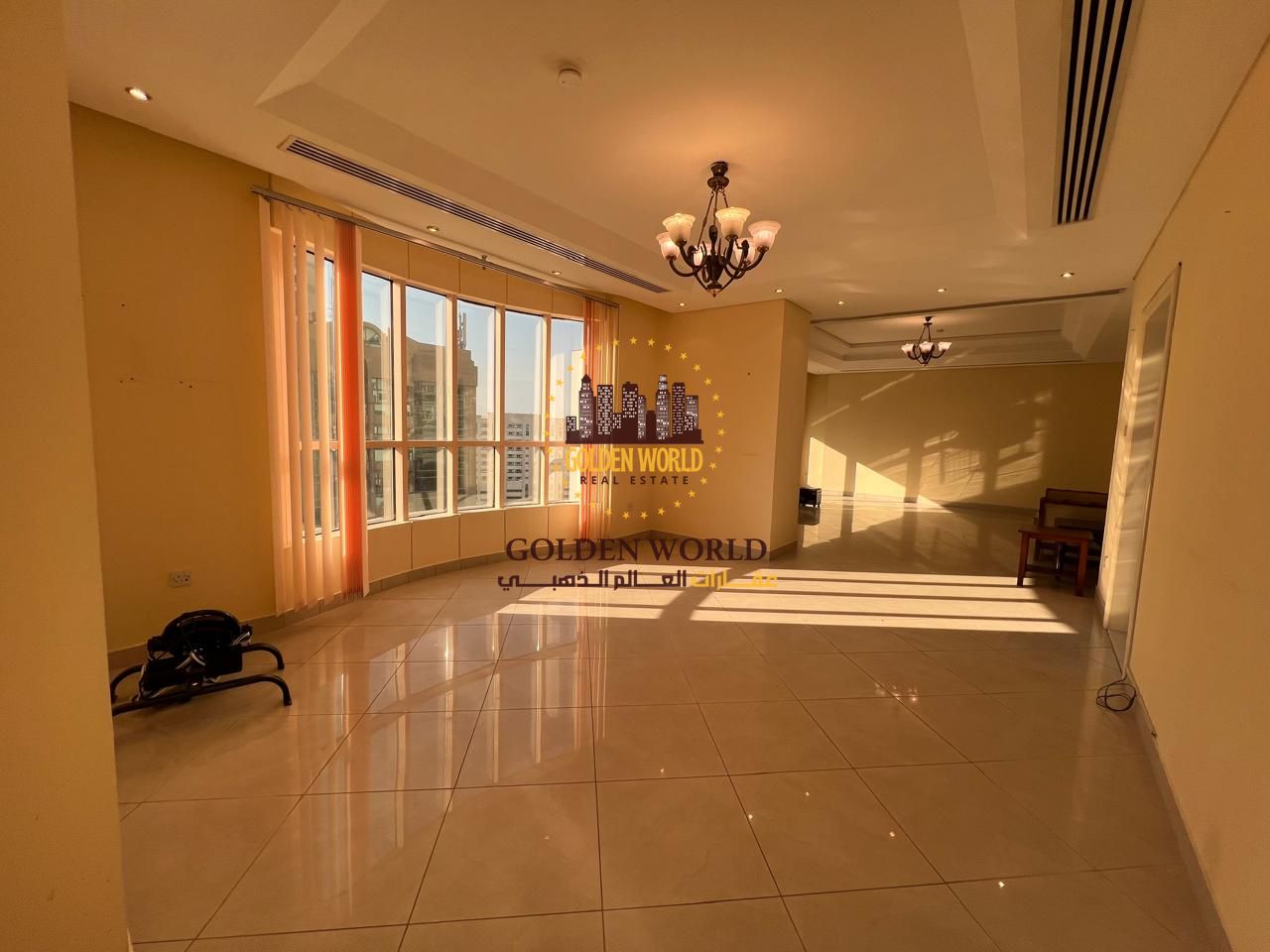 3BR + 2 living rooms with balcony in Al Majaz 3 (Unit 604). Free AC, maid room, sea view master, parking included. Rent AED 95K.
