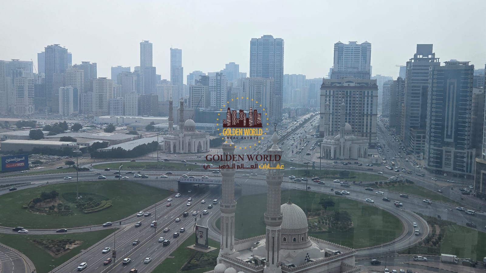 2BR + living room in Al Majaz, Wahda Street (Unit 1909). Free AC, gym access, 2 baths, parking available. Rent AED 51K.