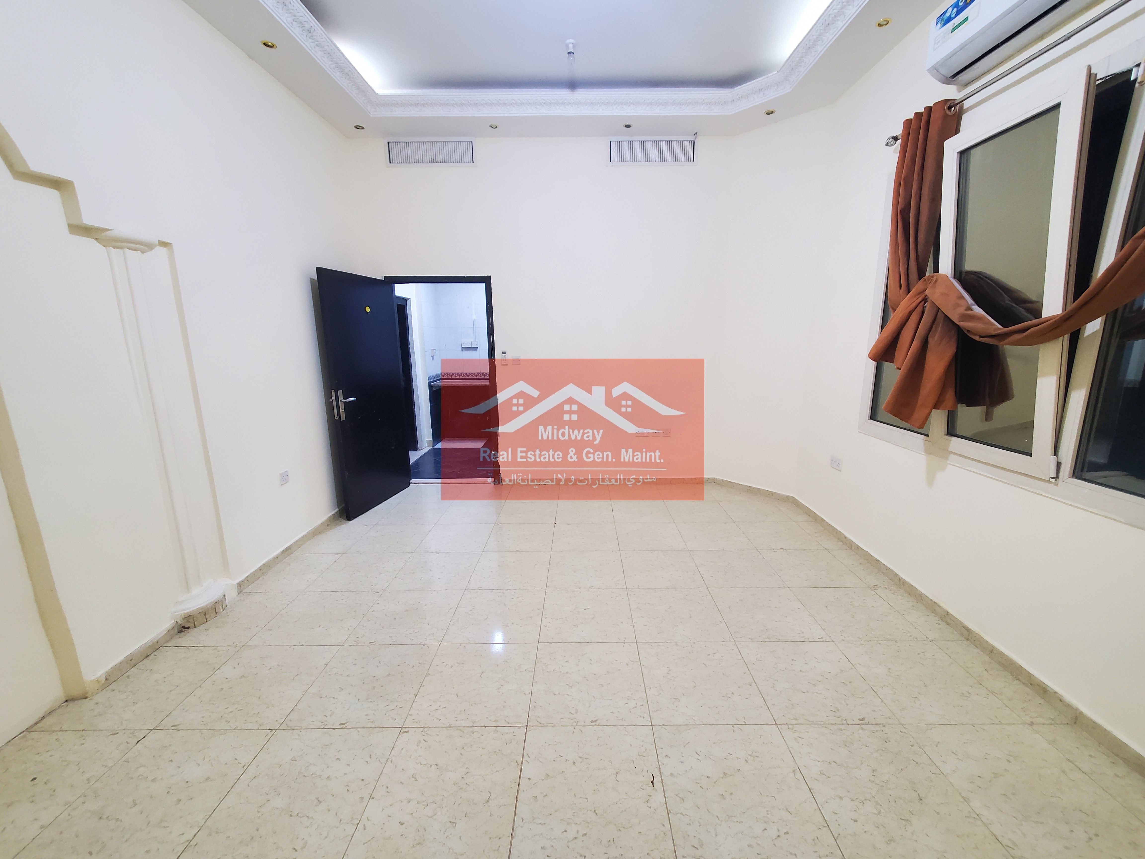 MONTHLY PRICE STUDIO AVAILABLE JUST 2700 PRICE NEAR BURJEEL HOSPITAL MAZYED MALL WITH SAPRATE KITCHEN AND BATHROOM GOOD CONDITION IN MBZ