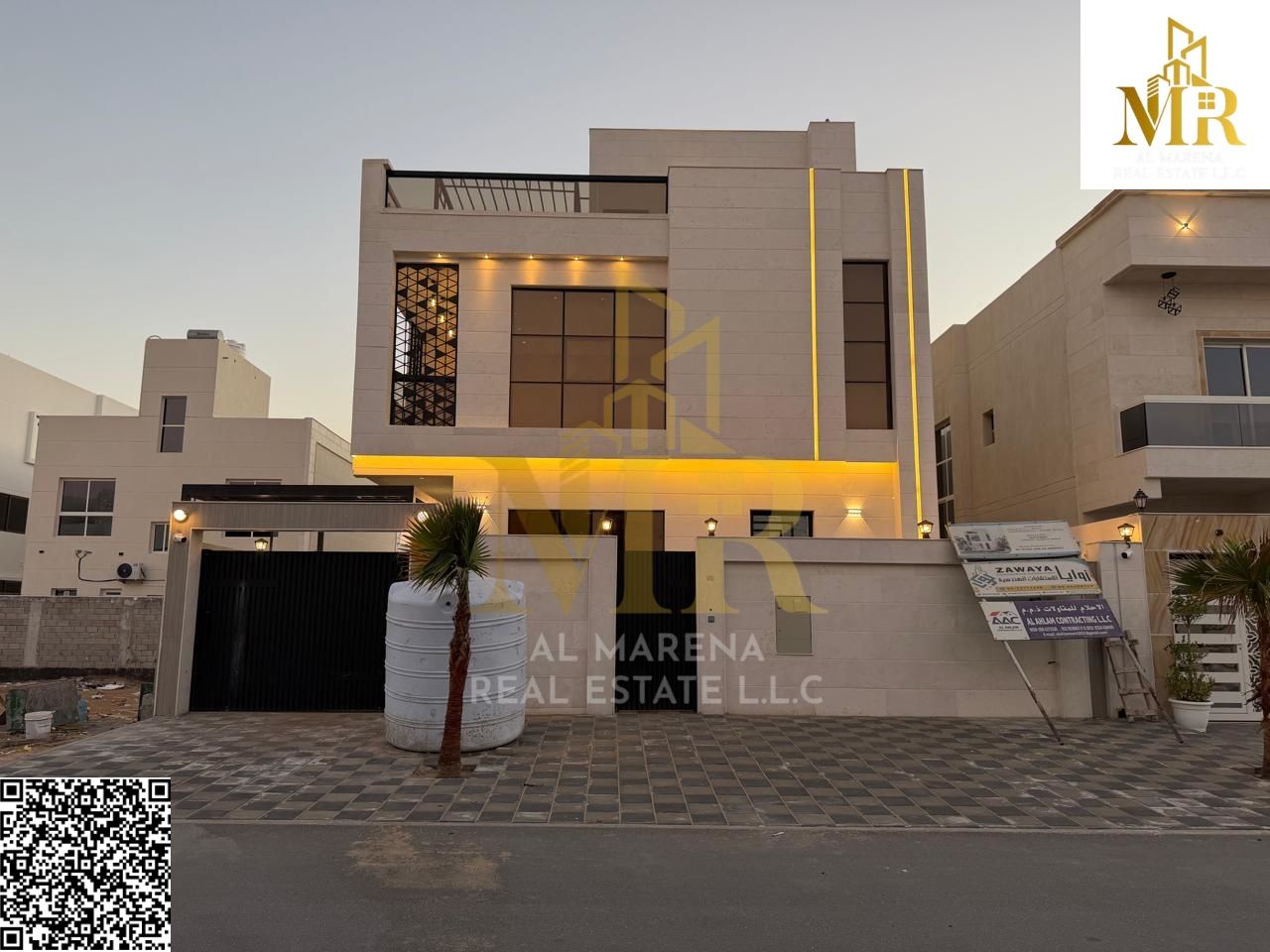 A villa on the main street, ready to move into, in one of Ajman's most prestigious areas. Freehold ownership available to all nationalities with no do