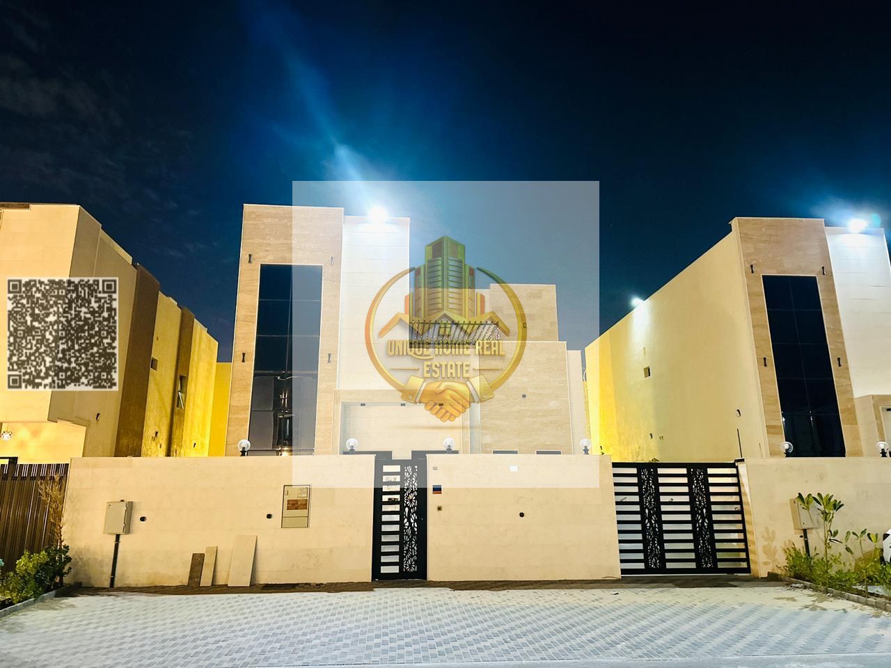 Villa for rent – Al Amrah, Ajman | 4 master bedrooms | Majlis and living room | Includes air conditioning, outdoor seating area, private parking,