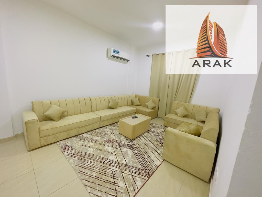 One-bedroom apartment with living room for monthly rent in Ajman Al Mowaihat 2 Second plot from Sheikh Ammar Street Close to Saudi German Hospital and