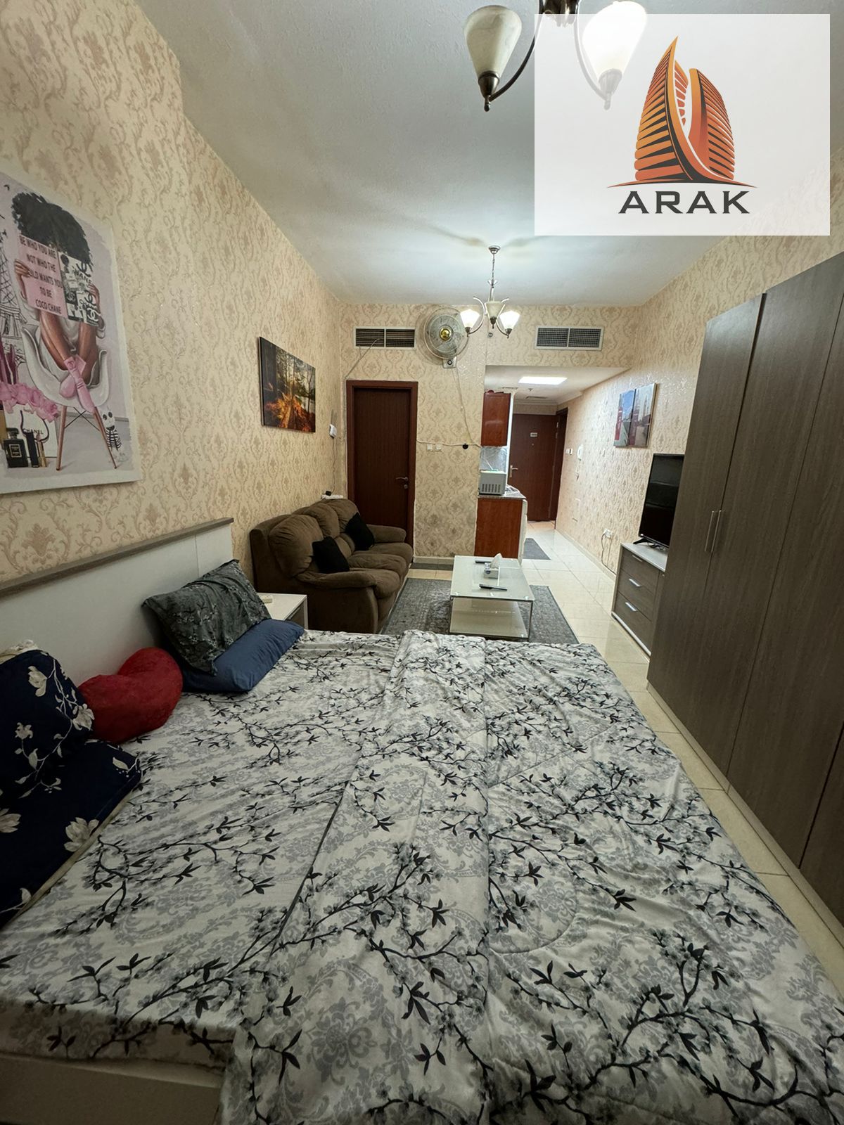 Available on the 5th of the month Furnished studio Rent: 3,100 AED Security deposit: 500 AED Orient Towers