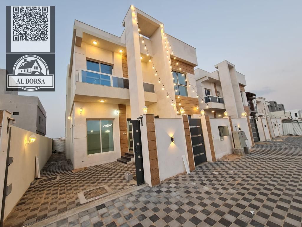 Two-story villa for rent in Al Zahia, Ajman | 5 master bedrooms with closets + majlis with bathroom + living room with bathroom + maid's room + lar