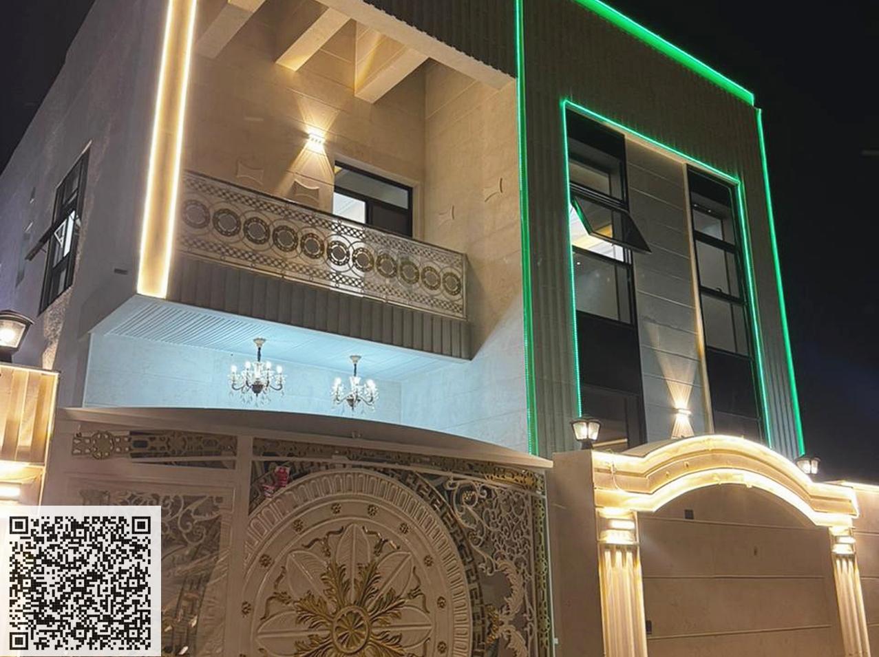 For sale: A luxurious villa with a modern design and contemporary exterior finishes in the Al Yasmin area. It includes all amenities and offers freeho