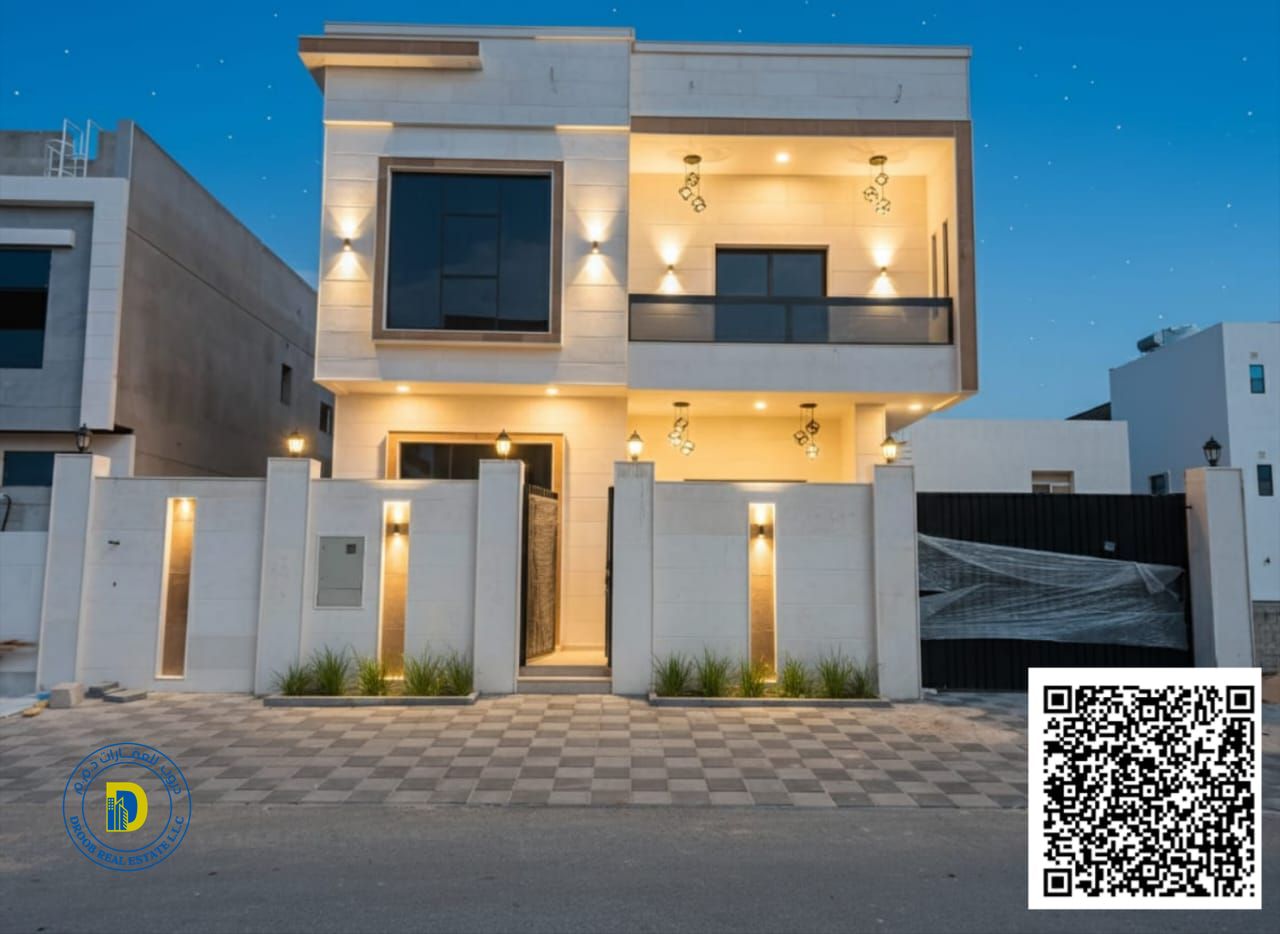 Luxury villa for sale in Al Zahia area, 5 bedrooms, living room, majlis, and maid's room, registration fees included.