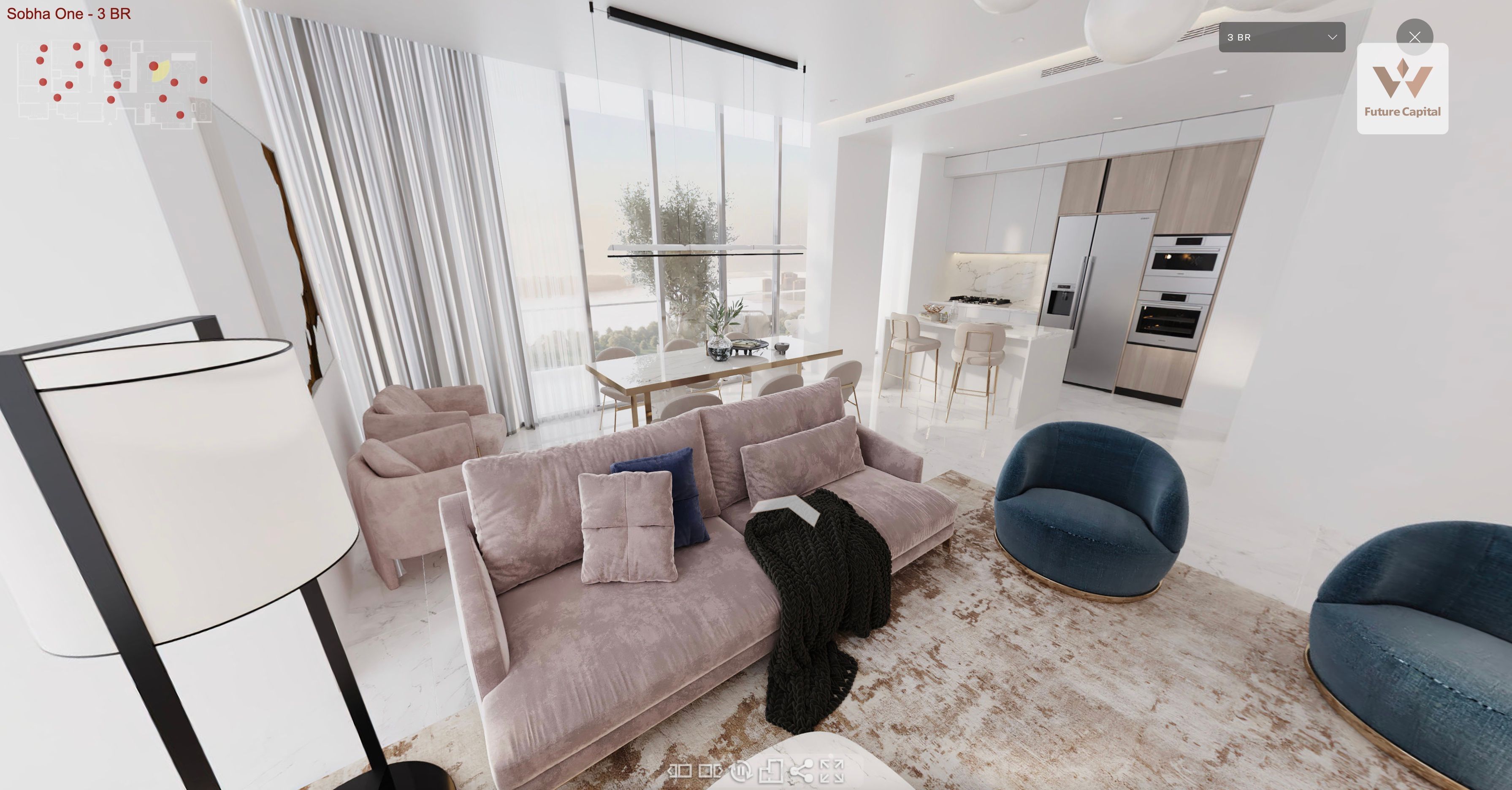 Sobha Hartland | Sobha One | 3BR + Maid | 2,233.3 sq ft | Park & Partial Sea View