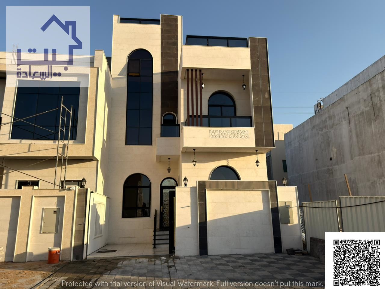 Modern dream villa in Al Helio, Ajman: 2 floors + roof, 5 master bedrooms, hall, majlis, fees included, near Sheikh Mohammed Bin Zayed Rd.