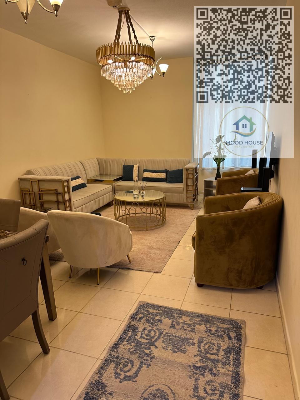 For Sale: One-bedroom apartment with a living room in Orient Towers, featuring views of the swimming pool, lagoon, and garden, with parking and gym ac