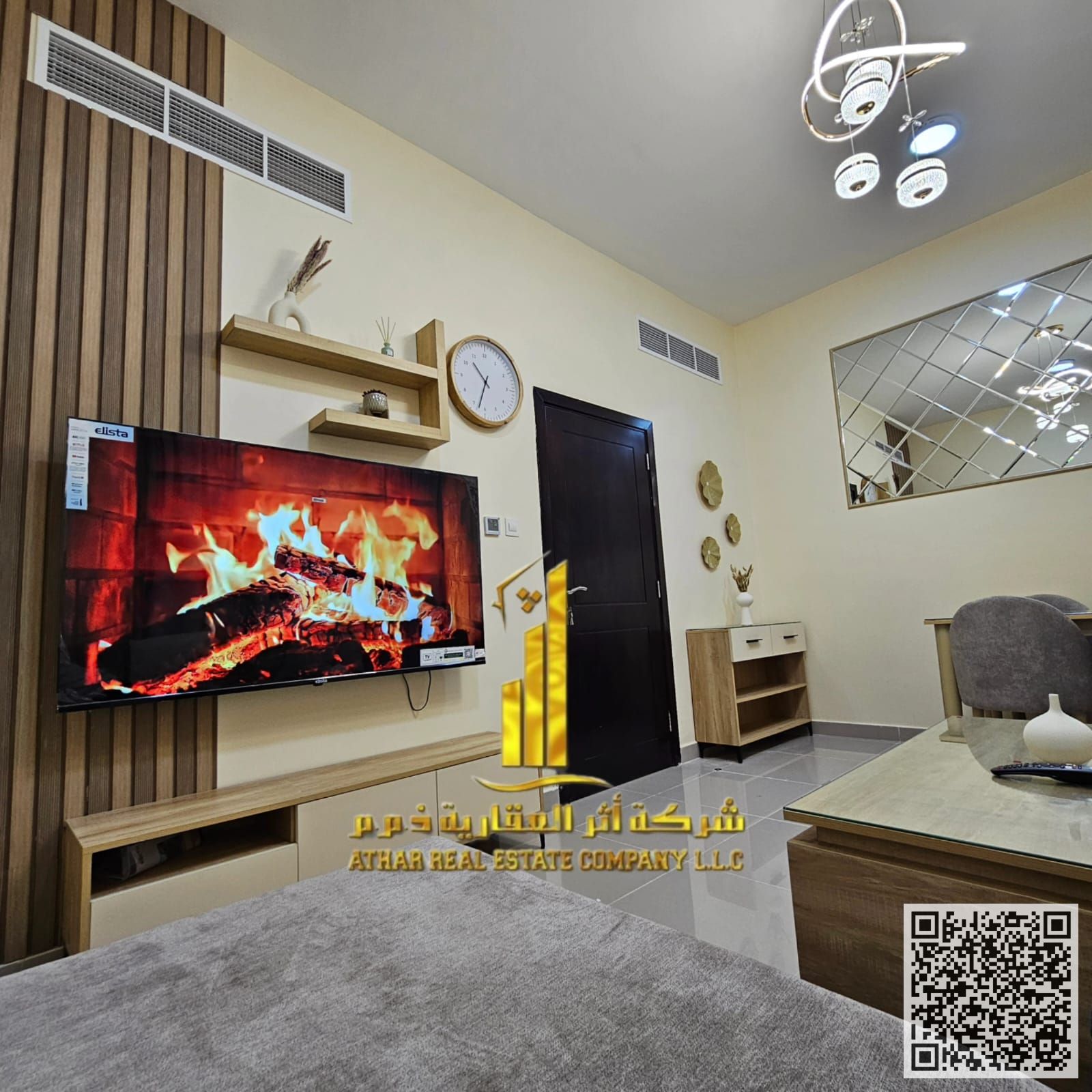First occupancy, luxurious and elegant two-bedroom apartment with a fully furnished VIP-style living room, available for monthly rent in Ajman Cornich