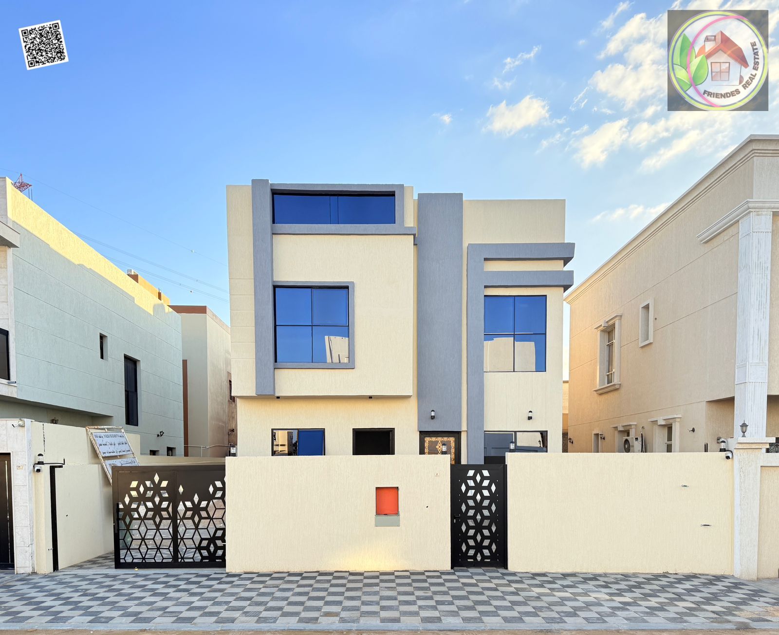 A distinctive two-story villa at an attractive price, in the best areas of Ajman, next to all services, very close to Sheikh Mohammed Bin Zayed Road.