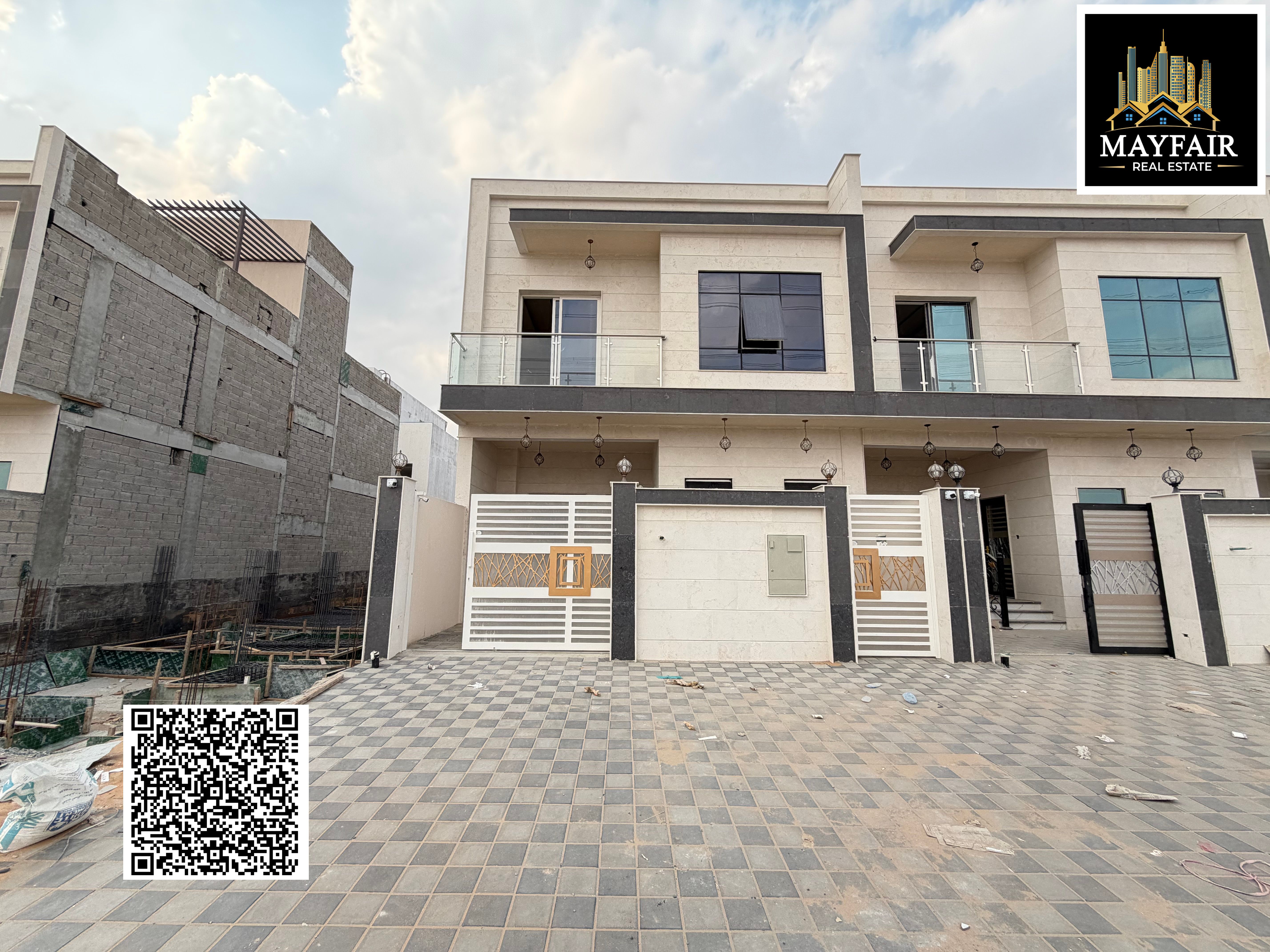 Townhouse for sale in Al Helio 2. Registration and ownership fees included. Next to mosque, prime location near Sheikh Mohammed Bin Zayed Rd. Freehold