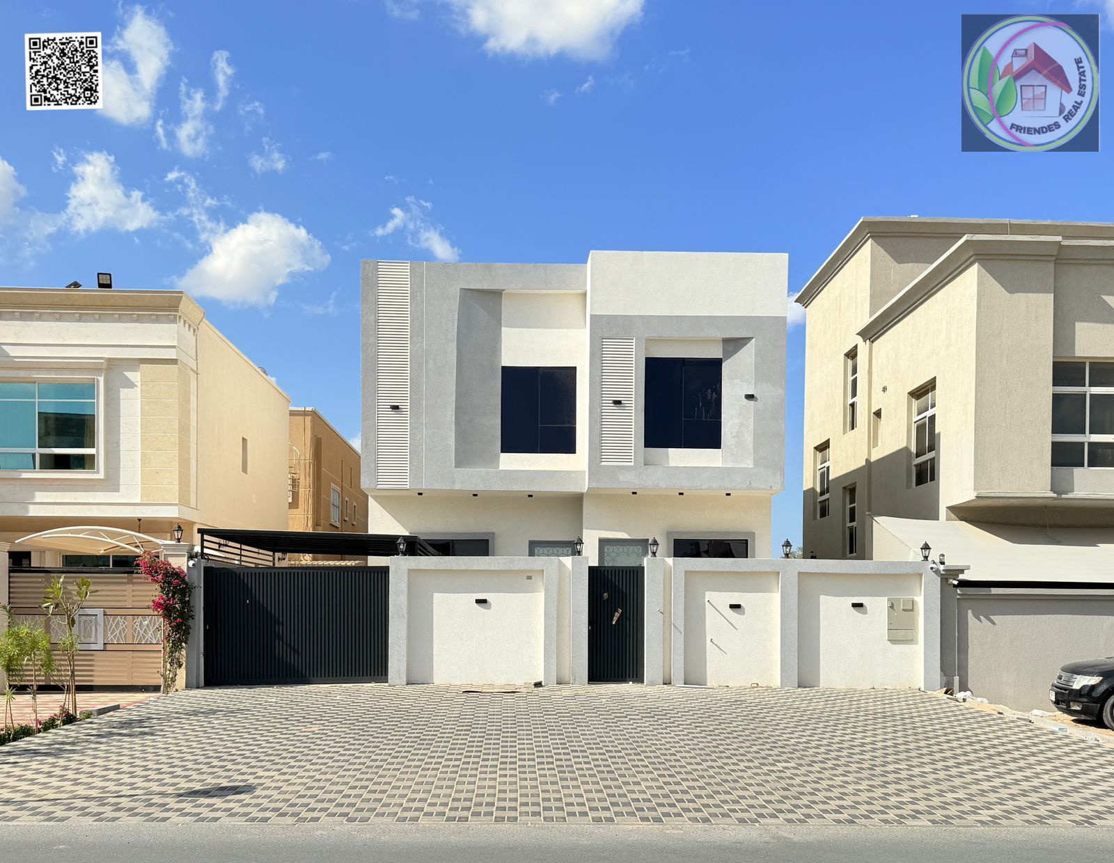 Luxury two-story villa for sale in Al Helio 2 area, Ajman. Modern design and prime location at an attractive price including registration and ownershi